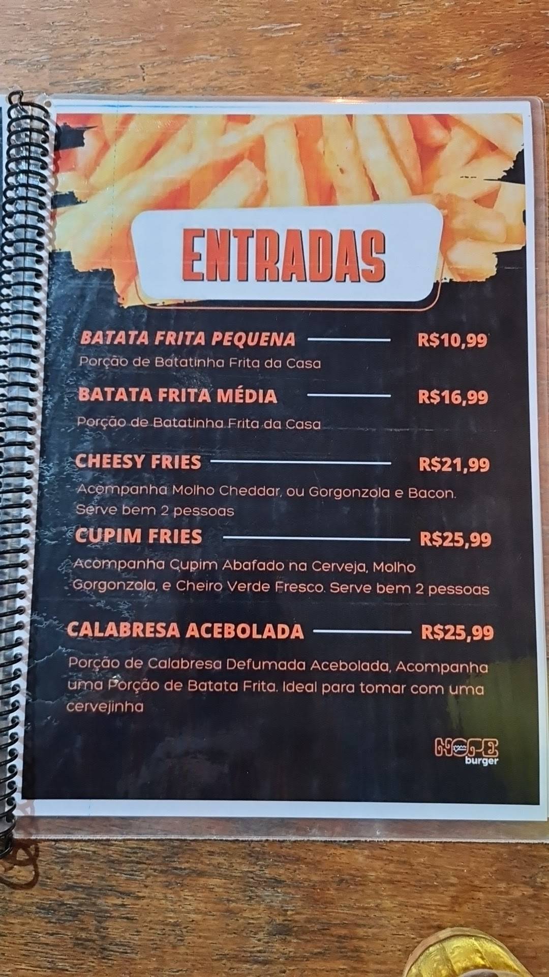 Hope Burger cardápio