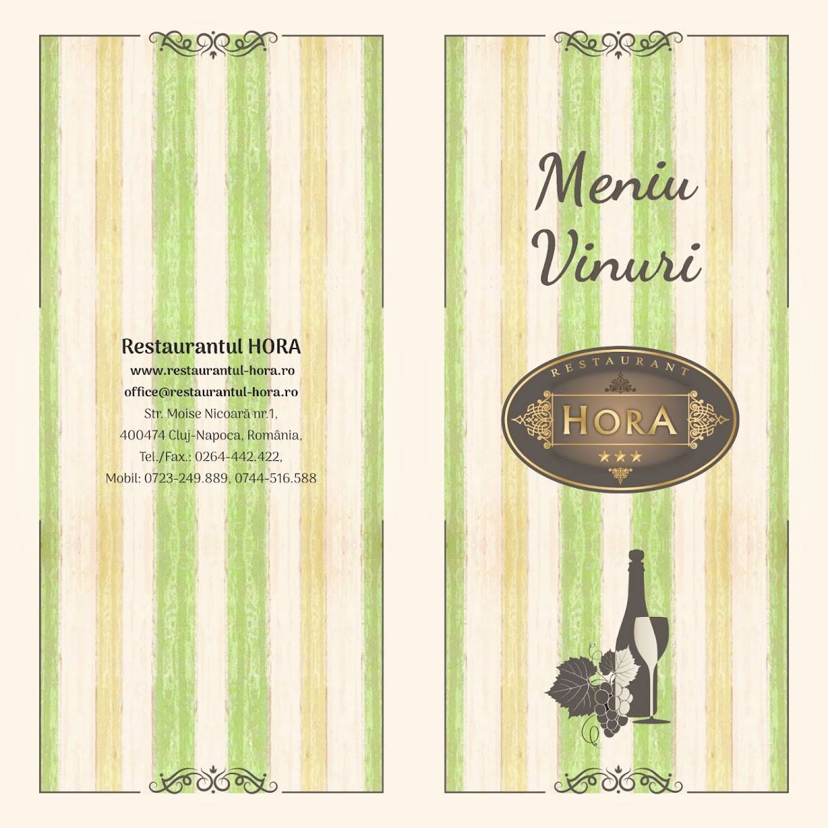 Menu at Hora, ClujNapoca