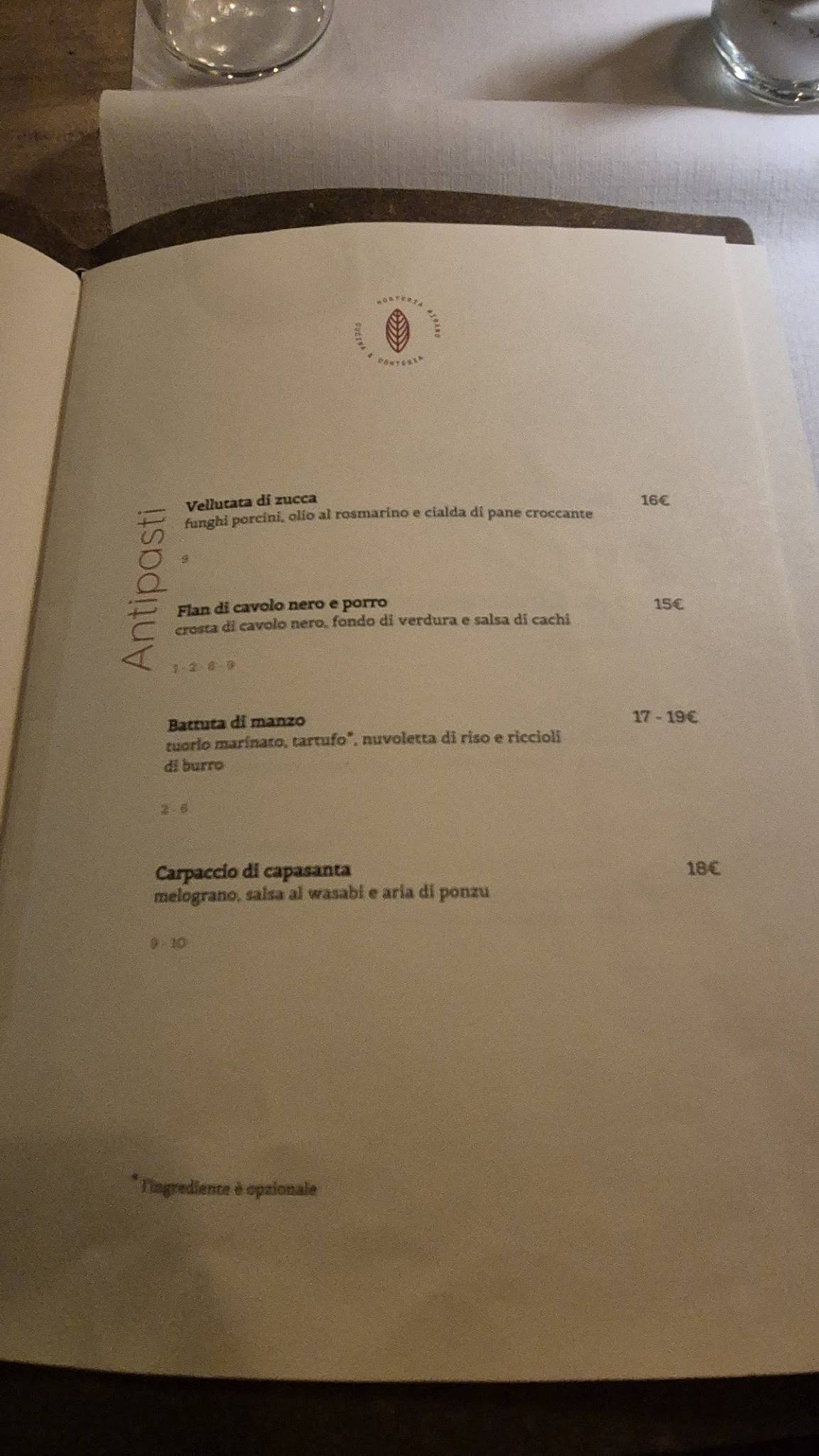 Menu di Horteria Mirano - Venezia 