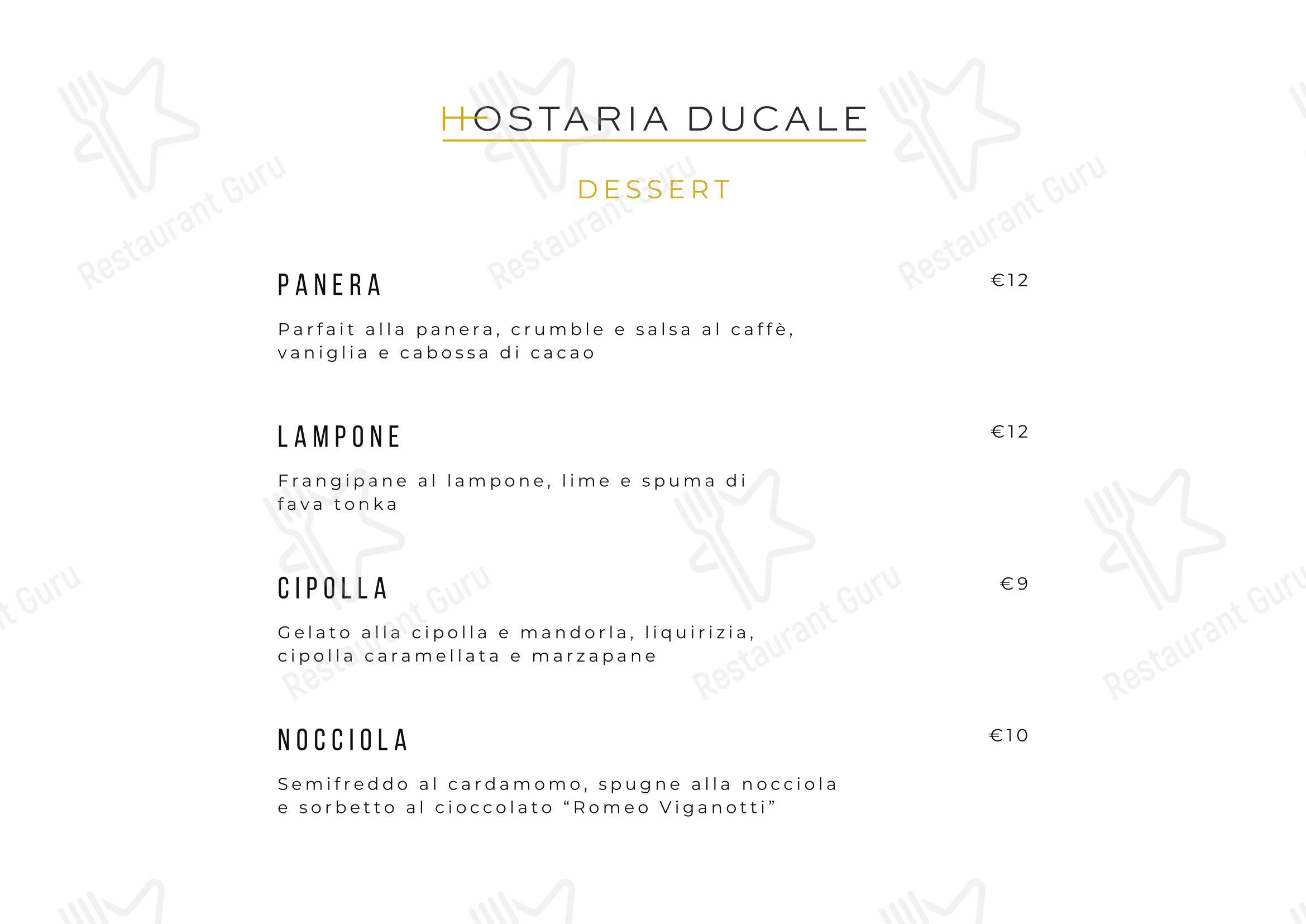 Menu di Hostaria Ducale - Menu bar