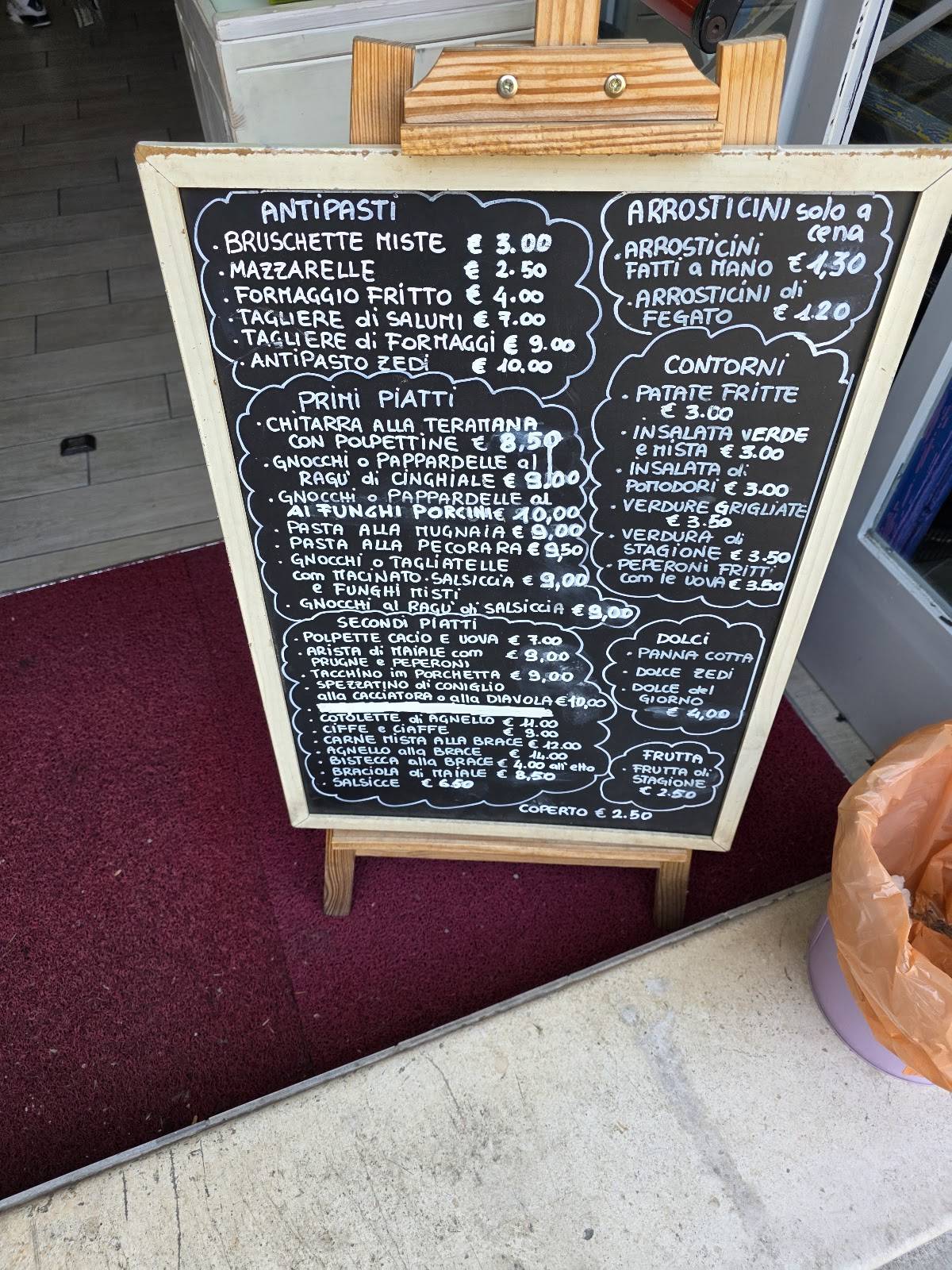 Menu di Hostaria Zedi 