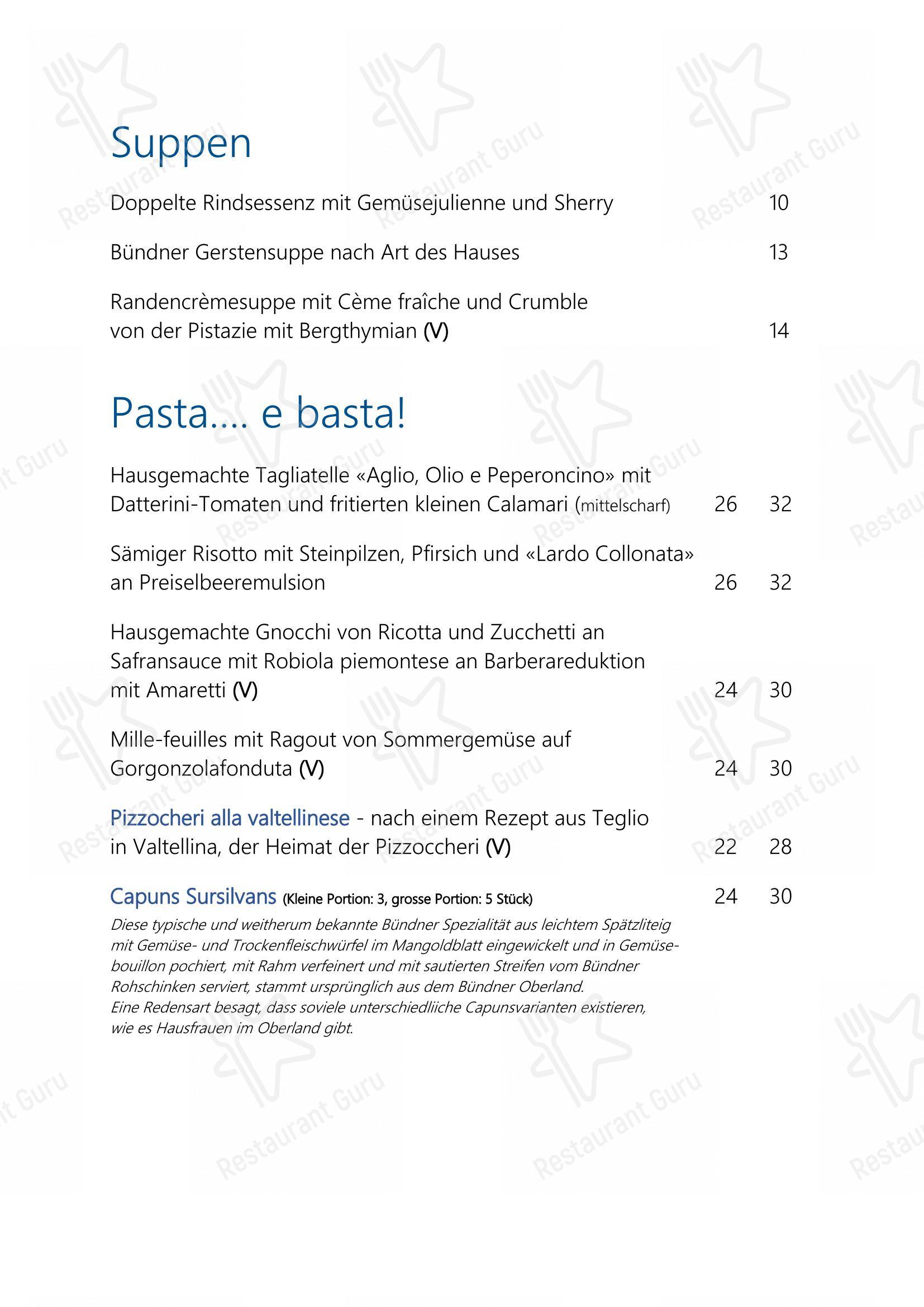 Menu bar per Hotel Maria in Sils im Engadin/Segl