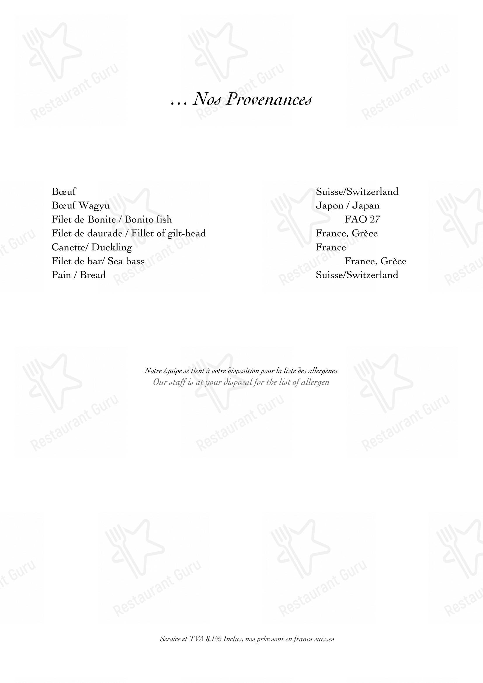 Menu bar per Hotel N’vy in Ginevra