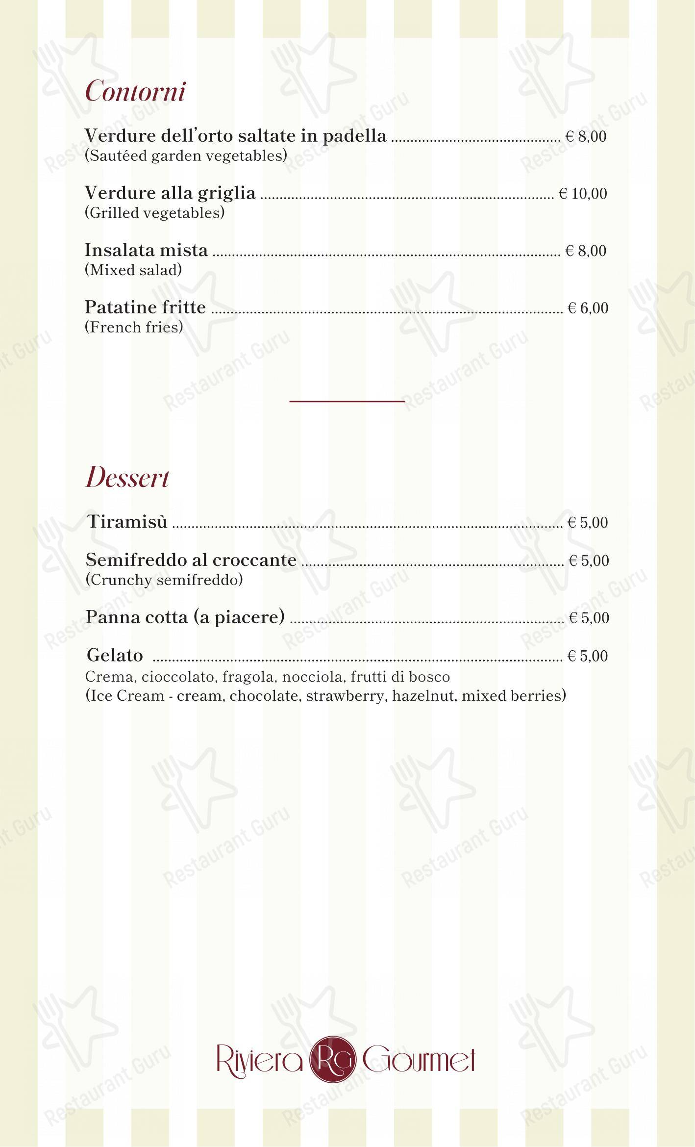 Menu per Splendide Riviera Boutique Art Hotel in Rapallo