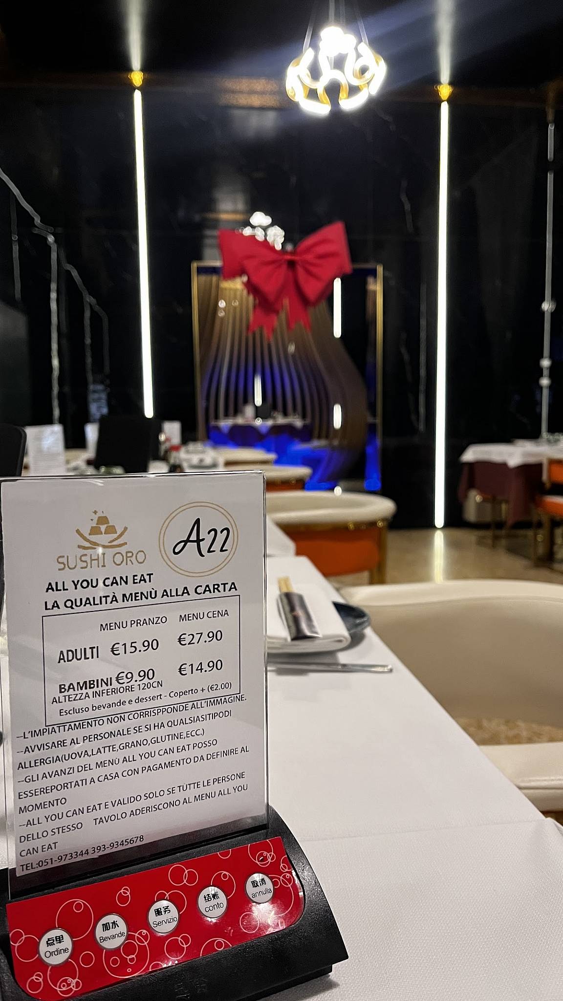 Menu di Hotel & Ristorante sushi Oro 