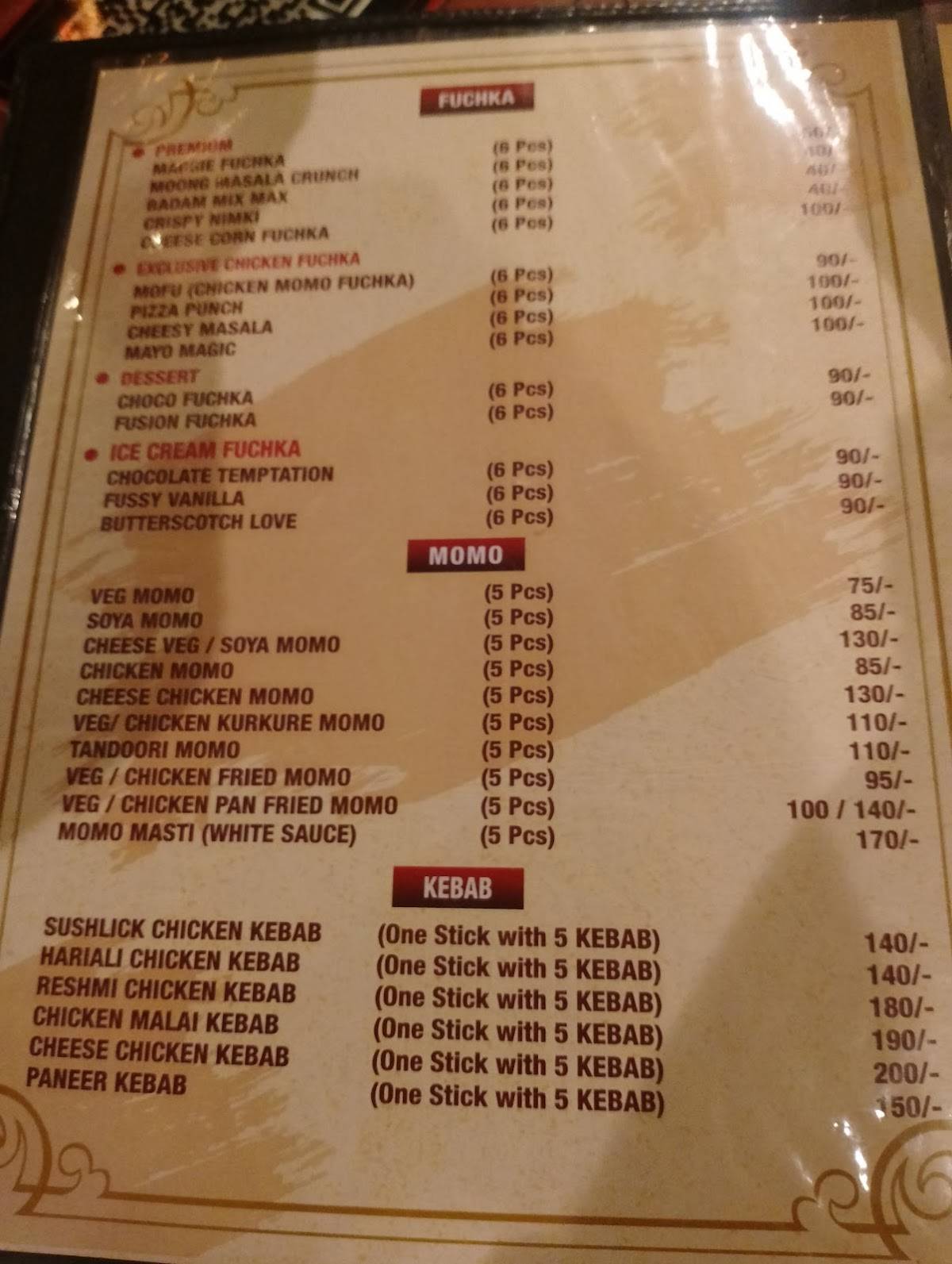 ICE N SPICE menu