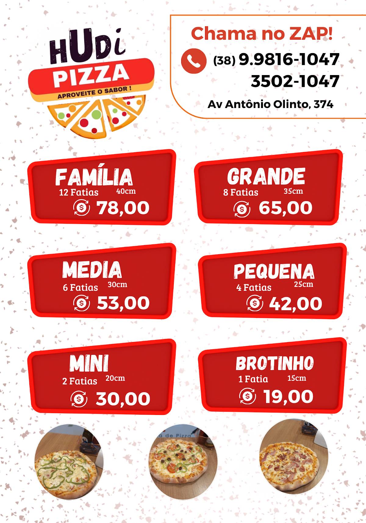 hUdi Pizza cardápio