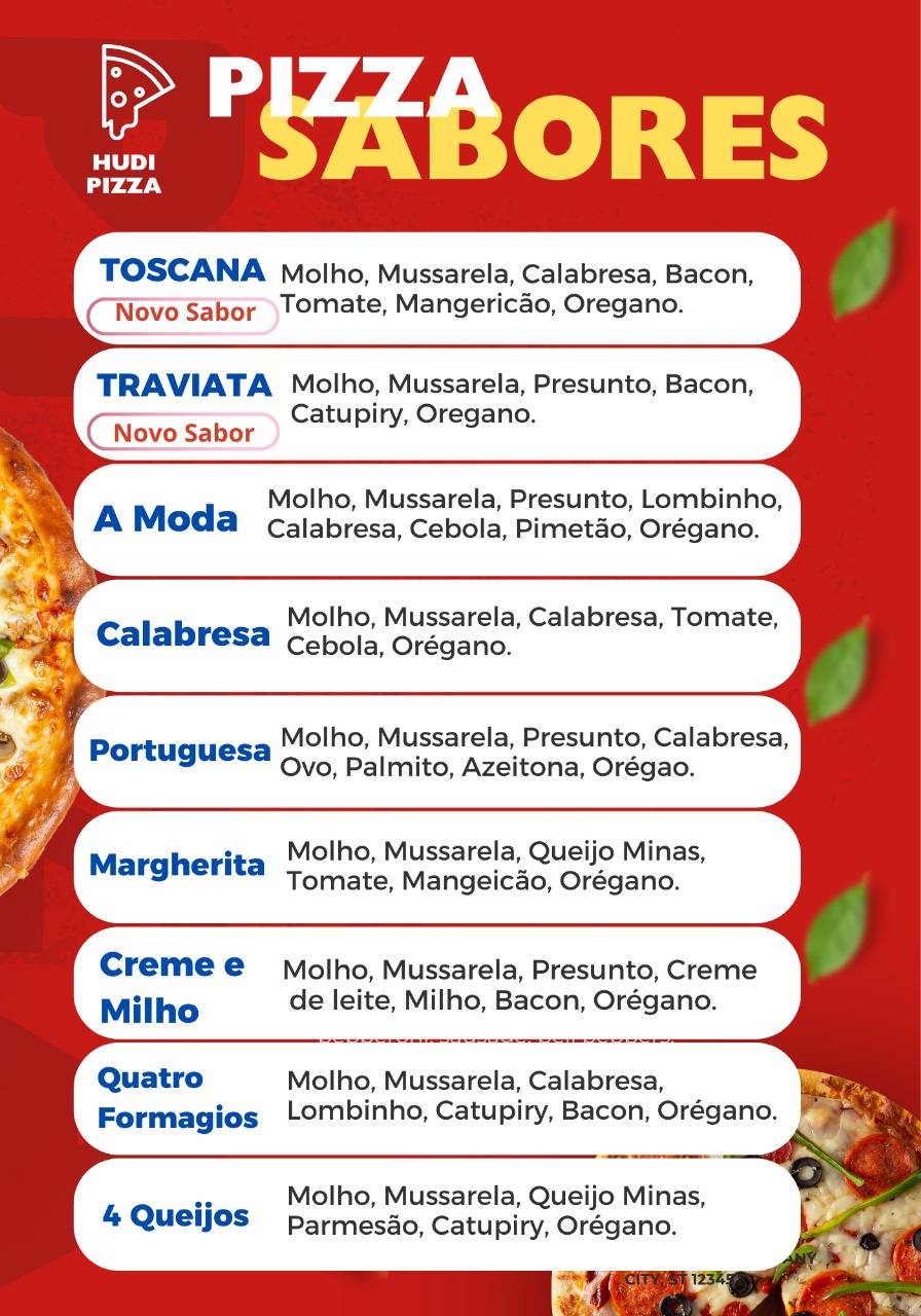 hUdi Pizza cardápio