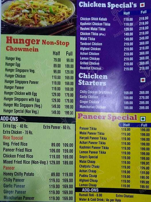 Hungry Beast menu