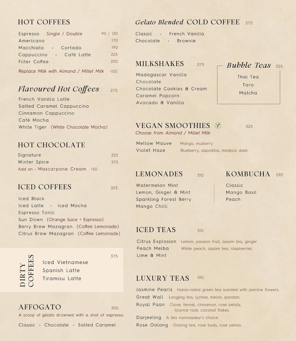 Conçu Jubilee Hills menu