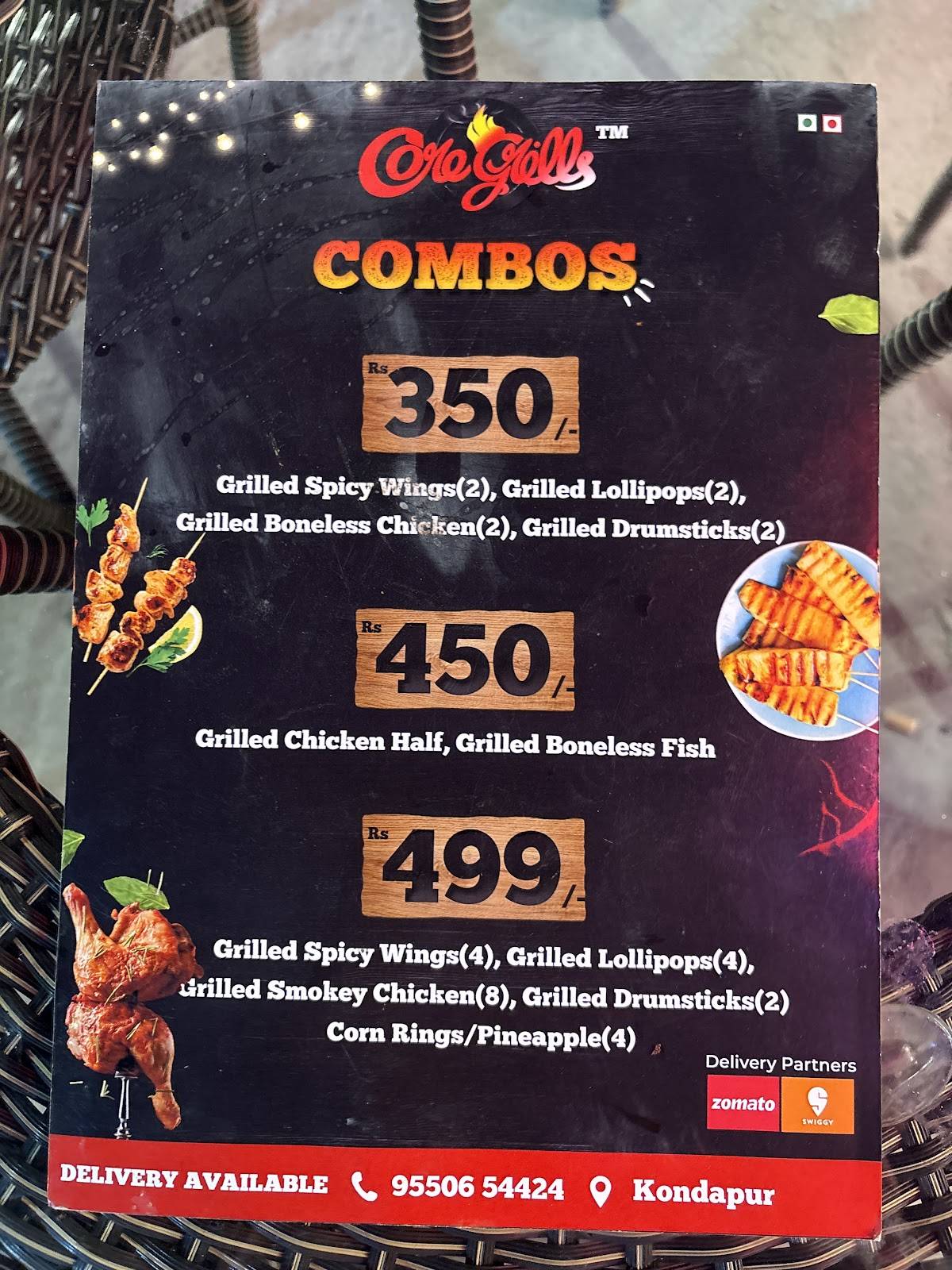 Coregrills menu
