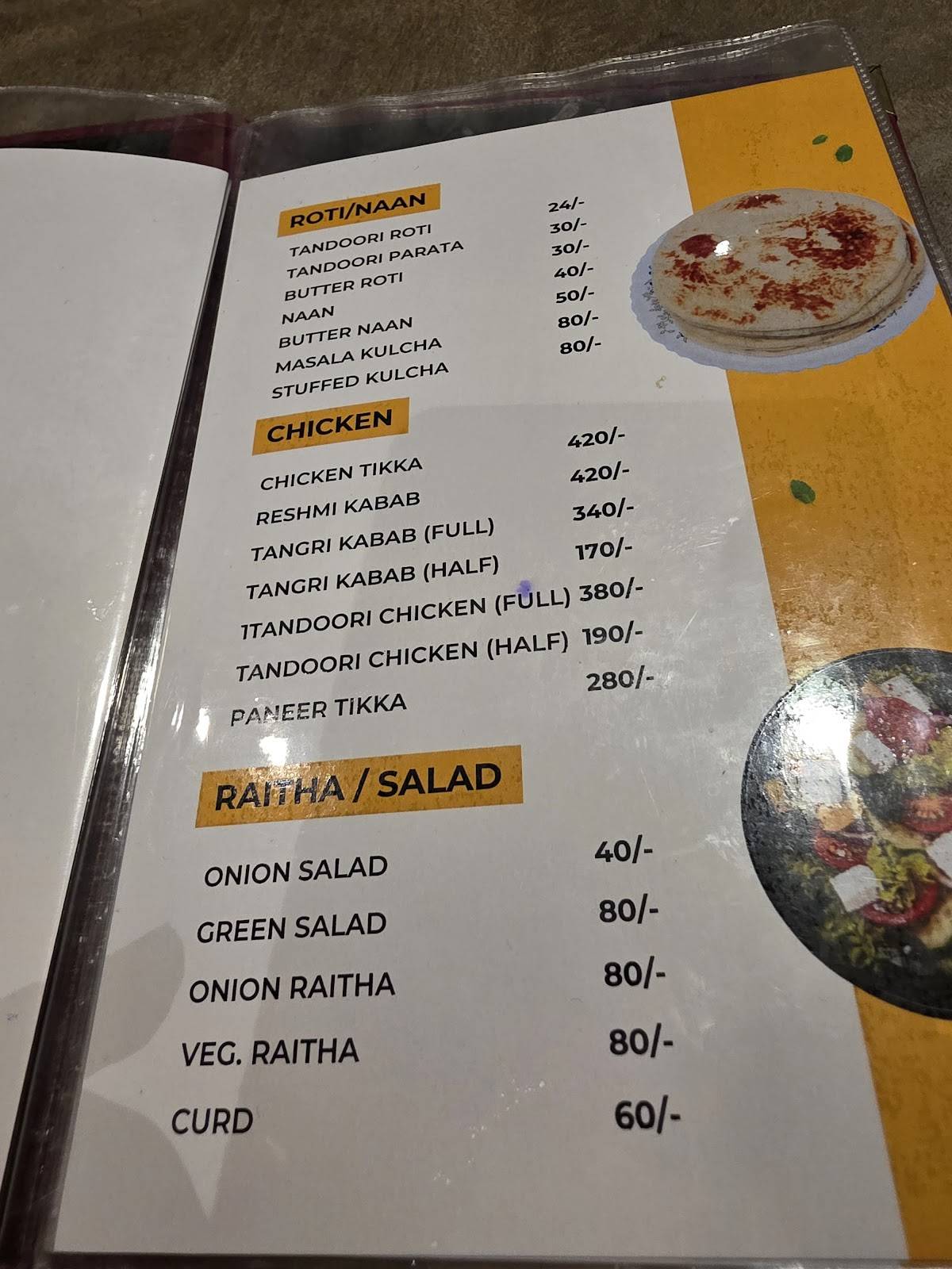 Three Cheers Restaurant menu