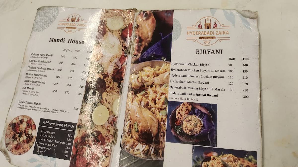 Hyderabadi Zaika menu