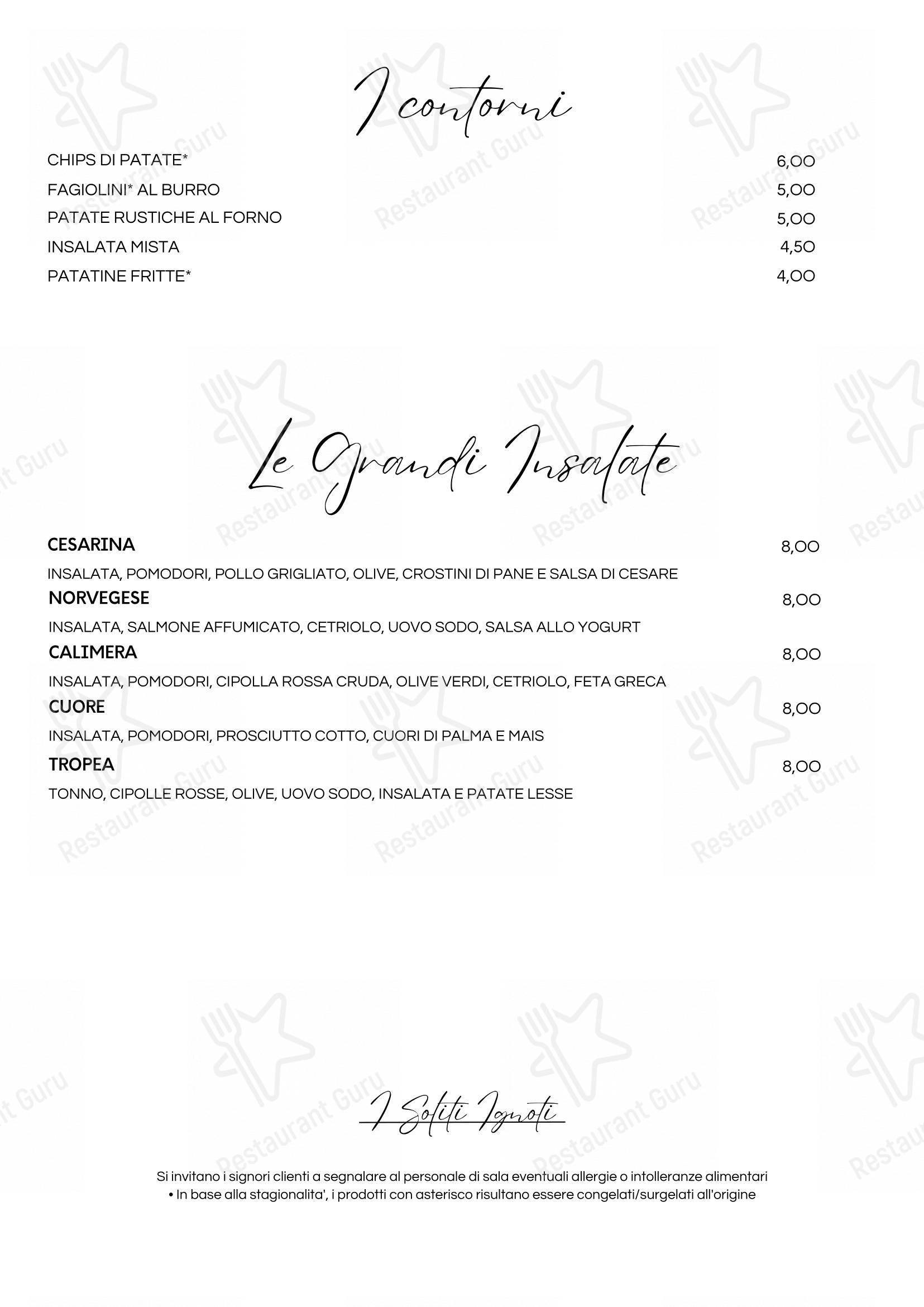 Menu per I Soliti Ignoti pizzeria