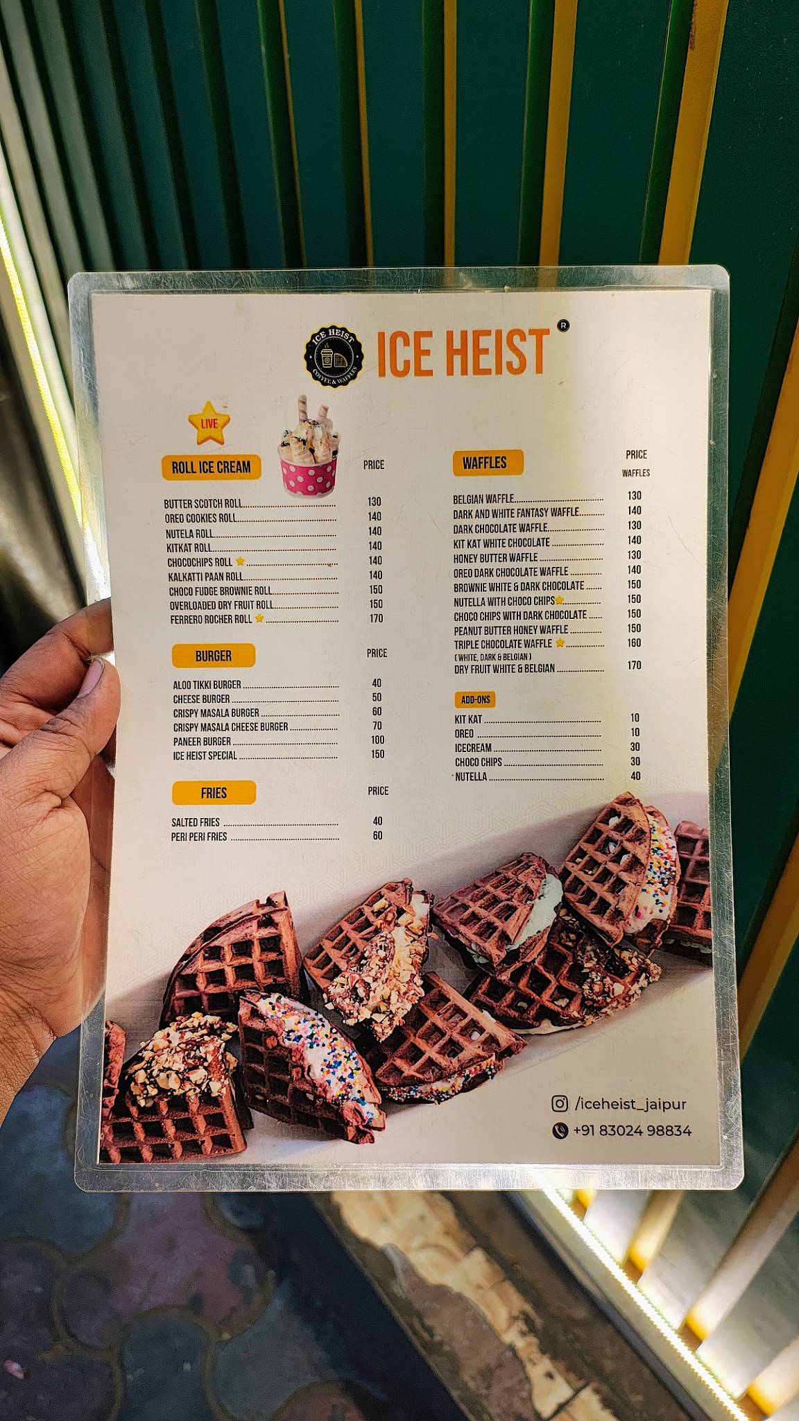 ICE HEIST menu