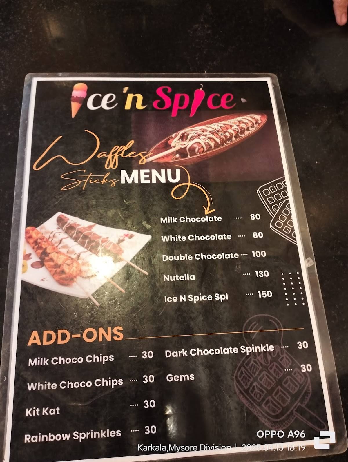 ICE N SPICE menu