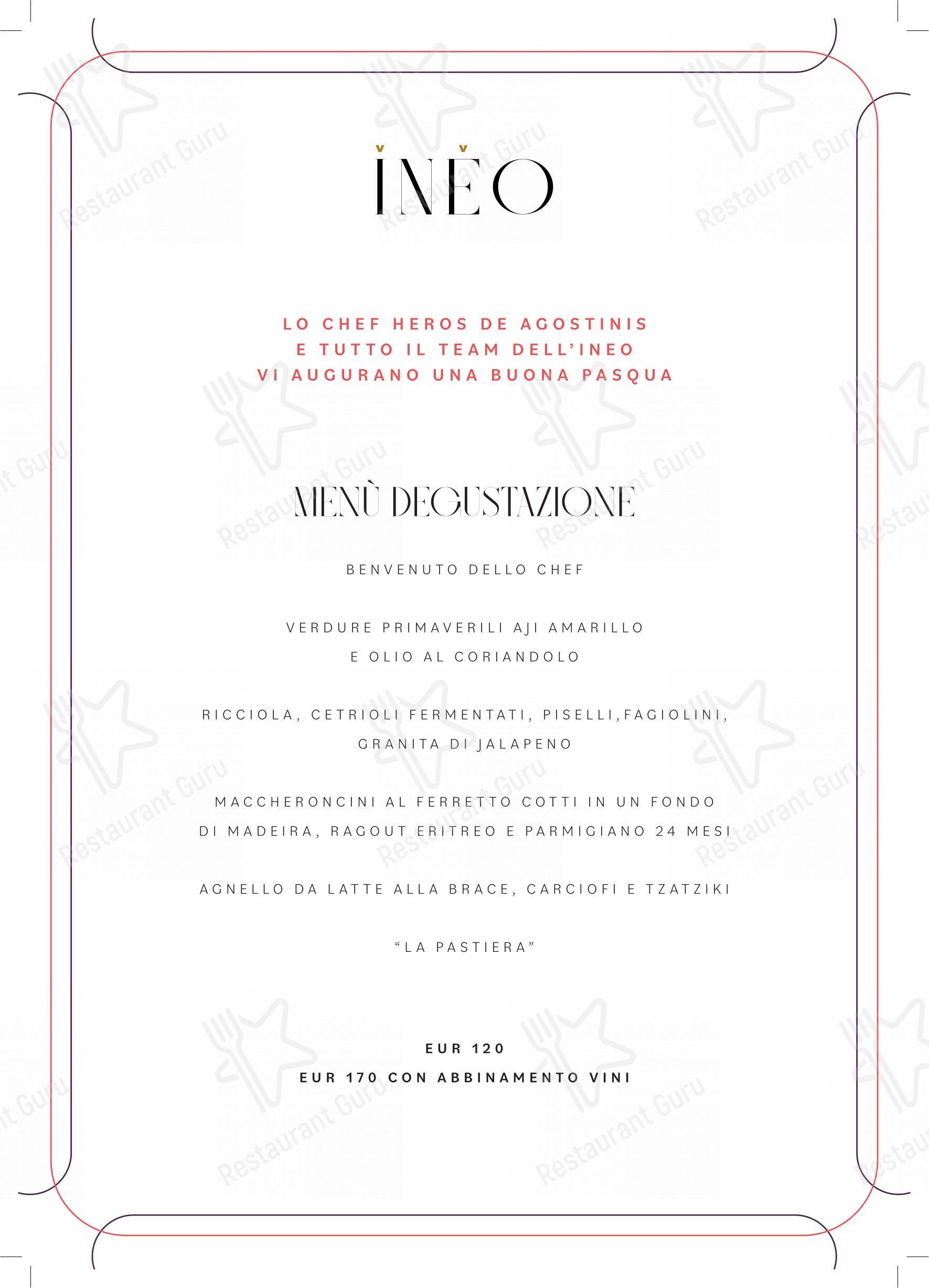 Menu bar per INEO Restaurant ristorante