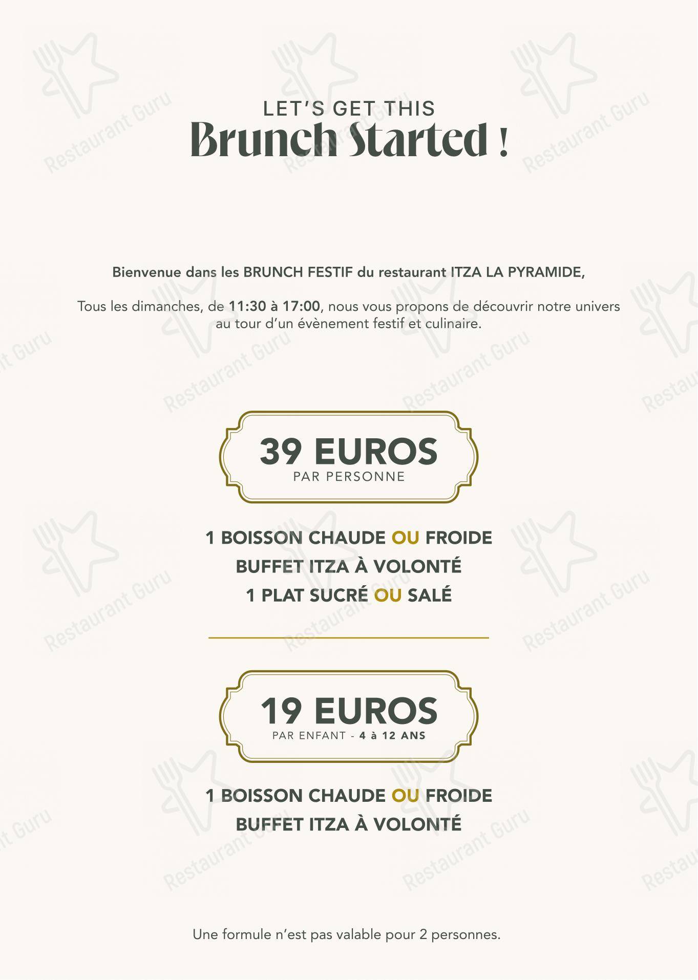 Menu pour ITZA LA PYRAMIDE - Menu