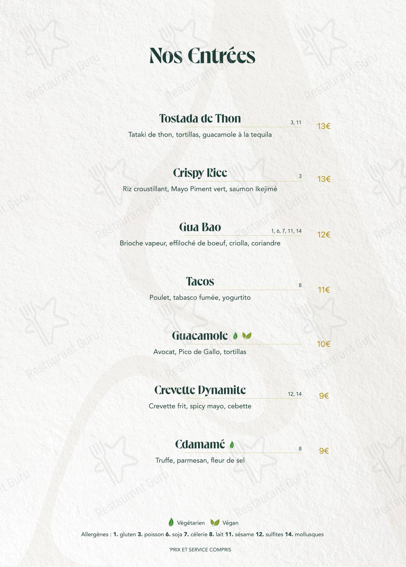 Menu bar pour ITZA LA PYRAMIDE restaurant