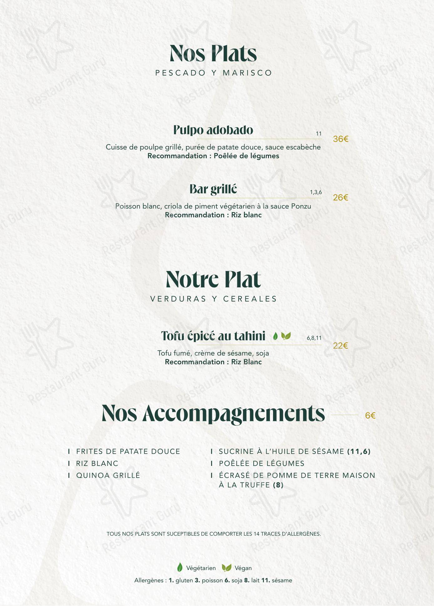 Menu pour ITZA LA PYRAMIDE - Menu bar