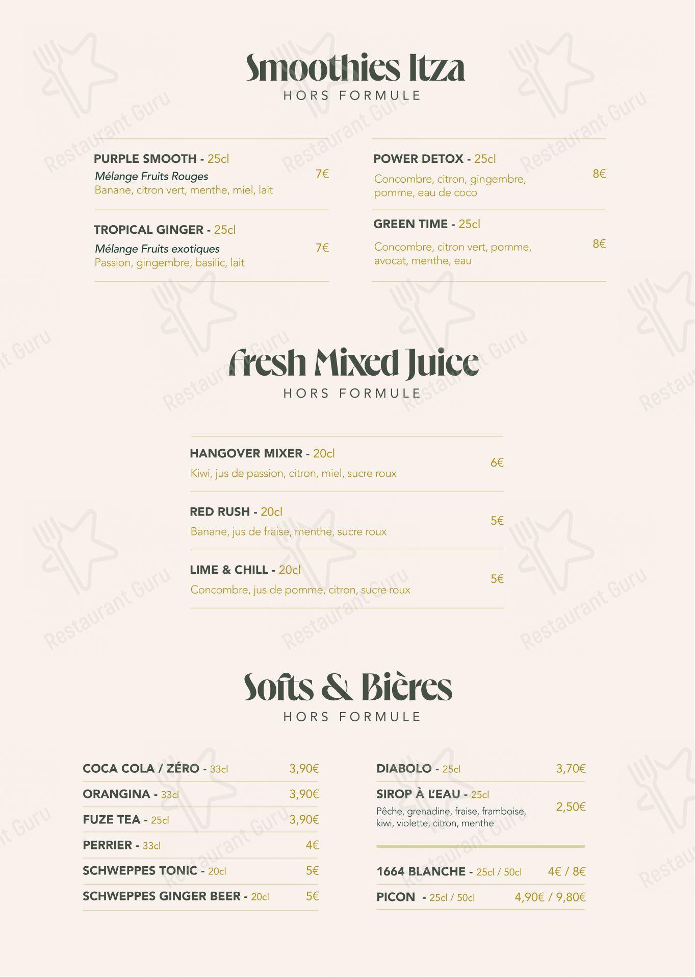 Menu pour ITZA LA PYRAMIDE - Menu