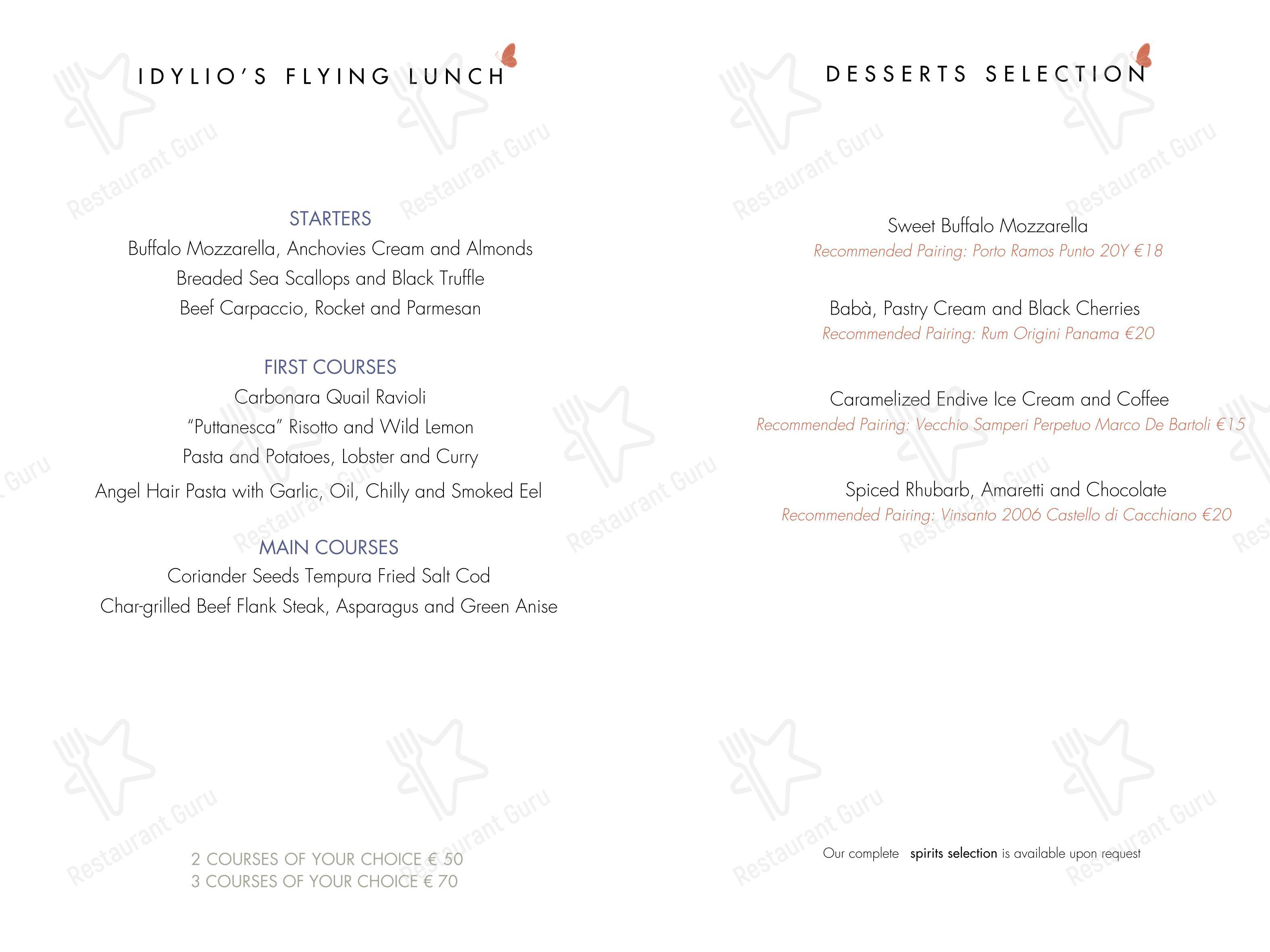 Основное меню pour Idylio by Apreda restaurant