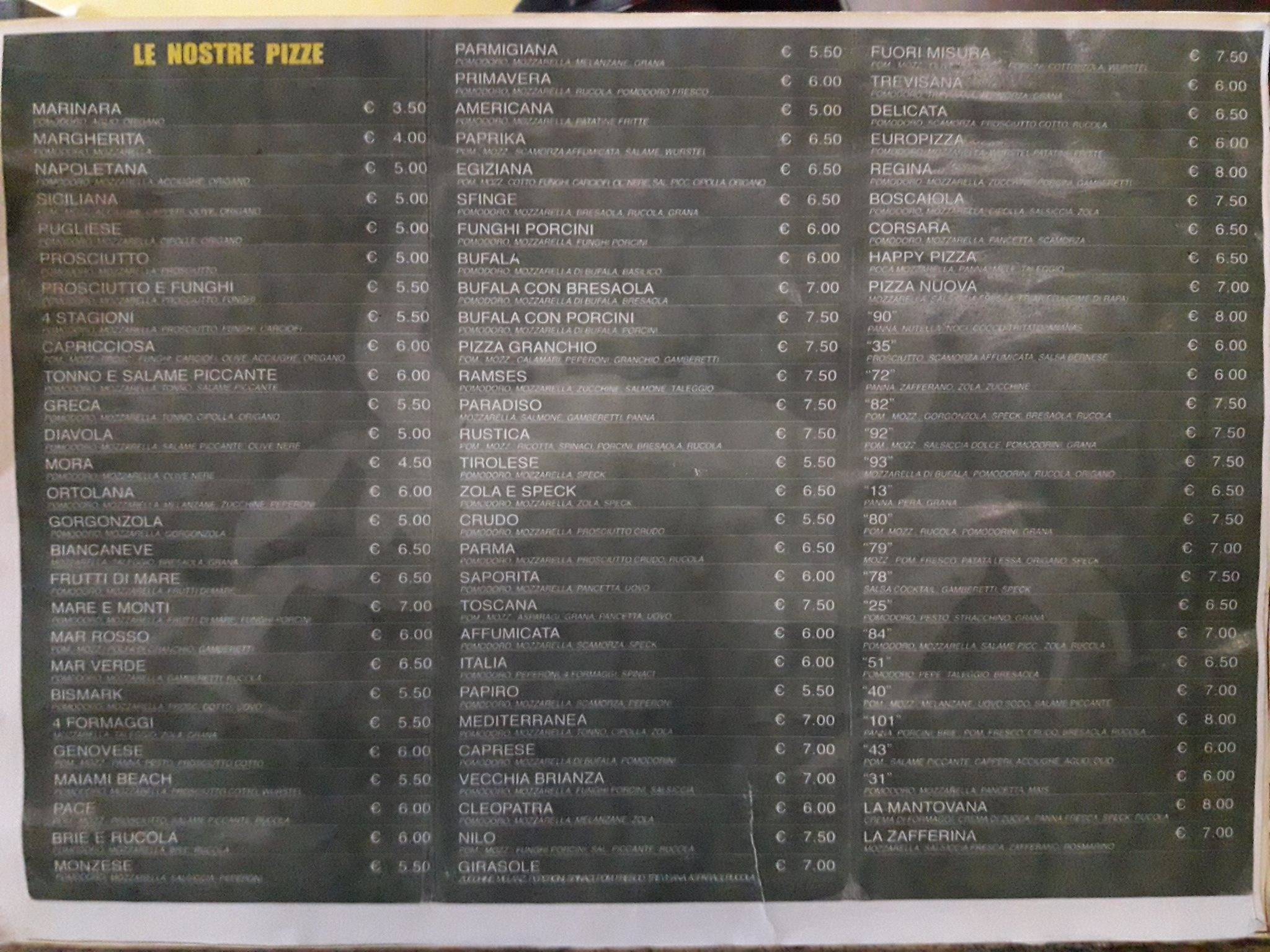 Menu di Pizzeria Il Granchio 