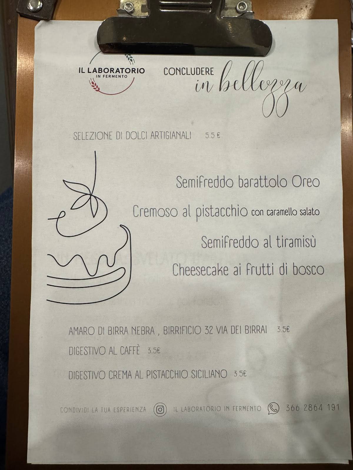 Menu di Il Laboratorio 