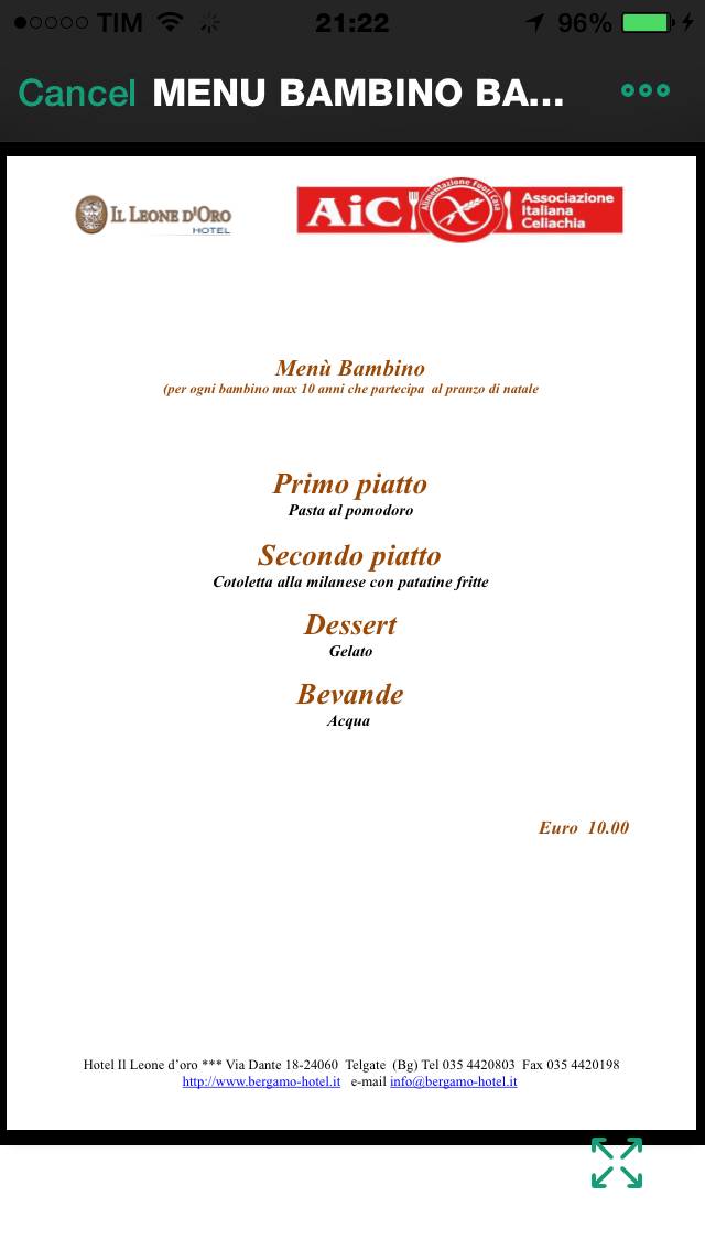 Menu di Ristorante Il Leone d'Oro 