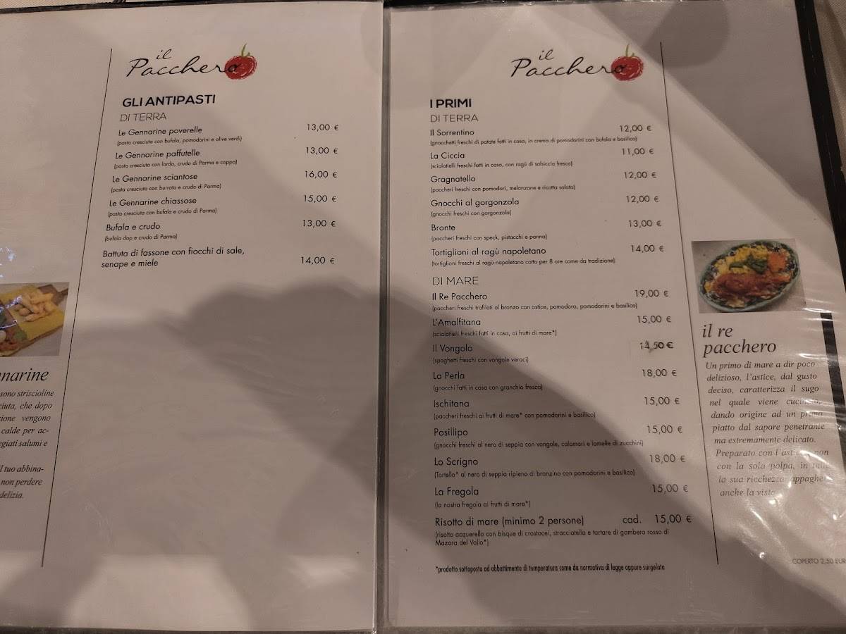 Menu de Il Pacchero