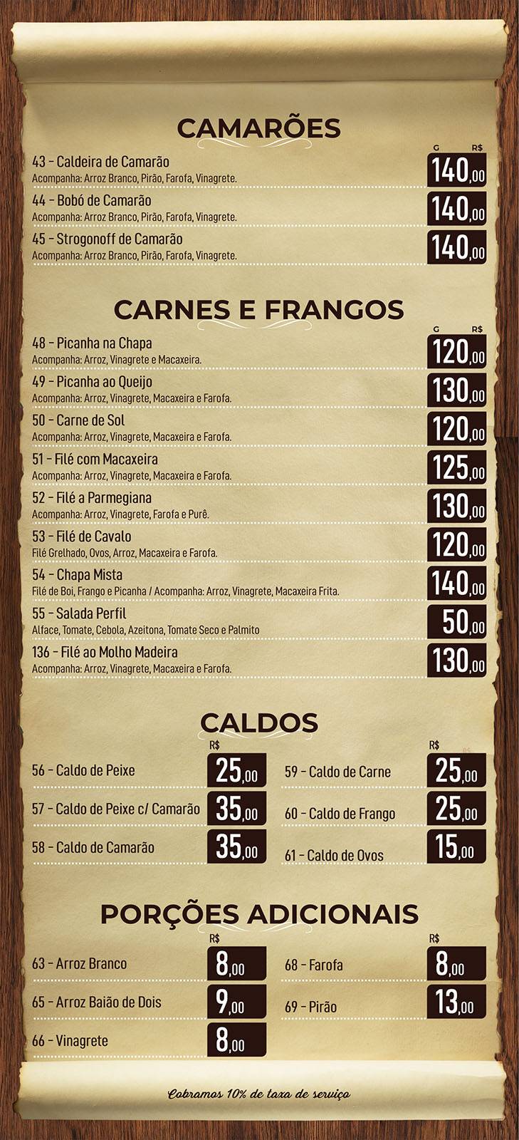 Restaurante Perfil Flutuante cardápio