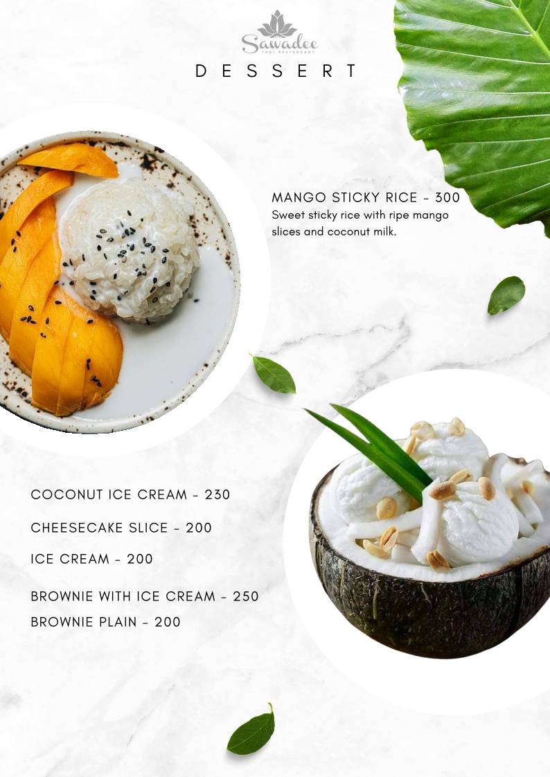 Sawadee Restaurant menu