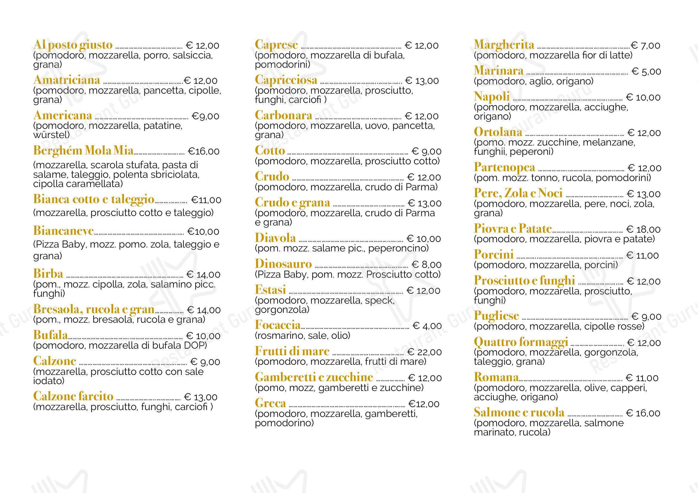 Al Posto Giusto - da Valentina e Salvatore in Castelli Calepio - Menu bar