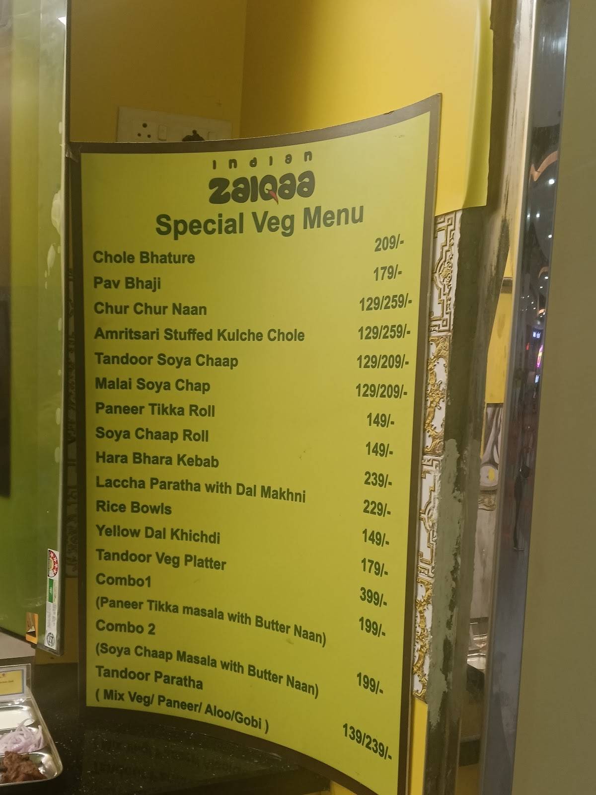Indian Zaiqaa menu