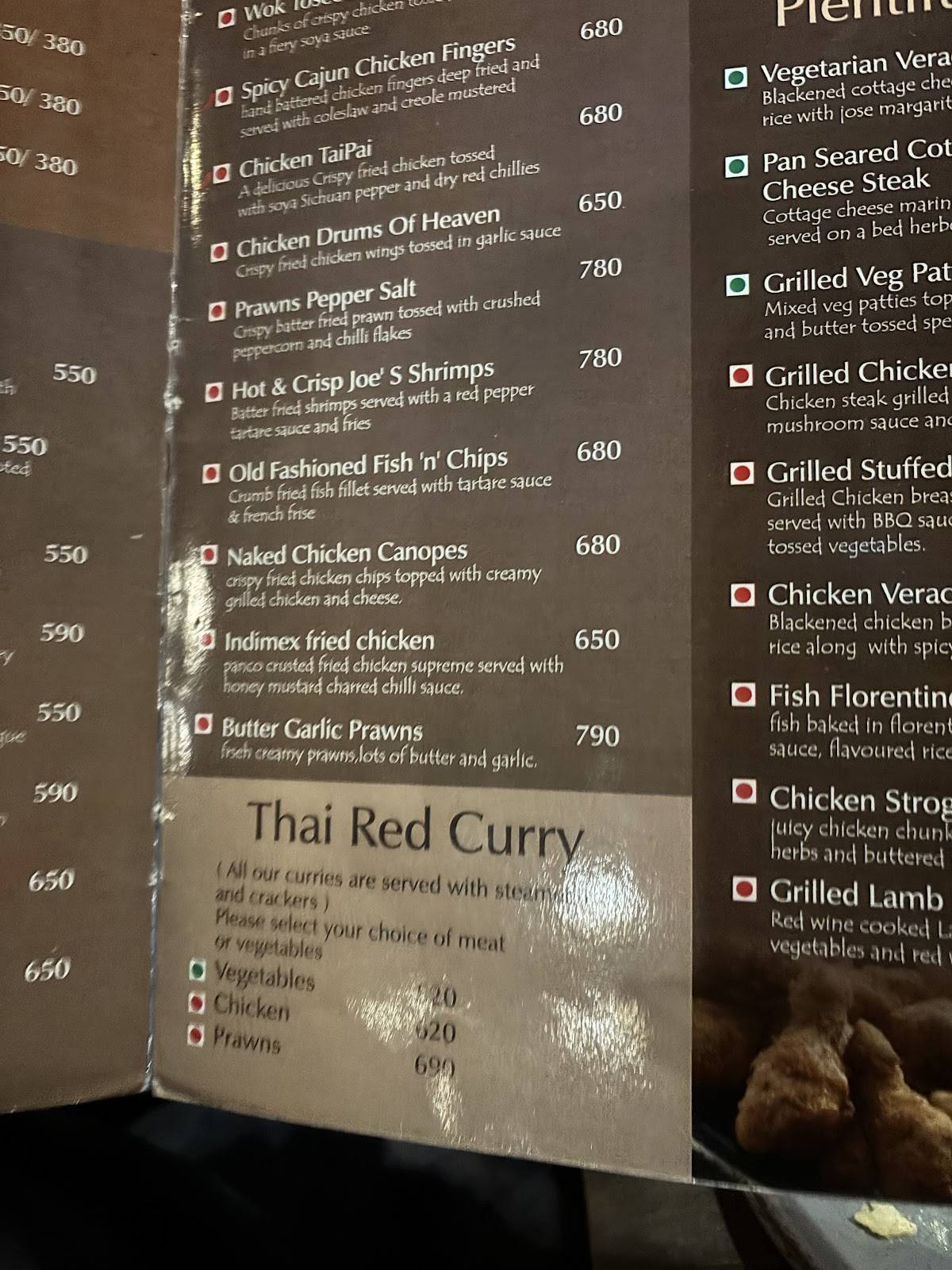 Indimex Magarpatta menu