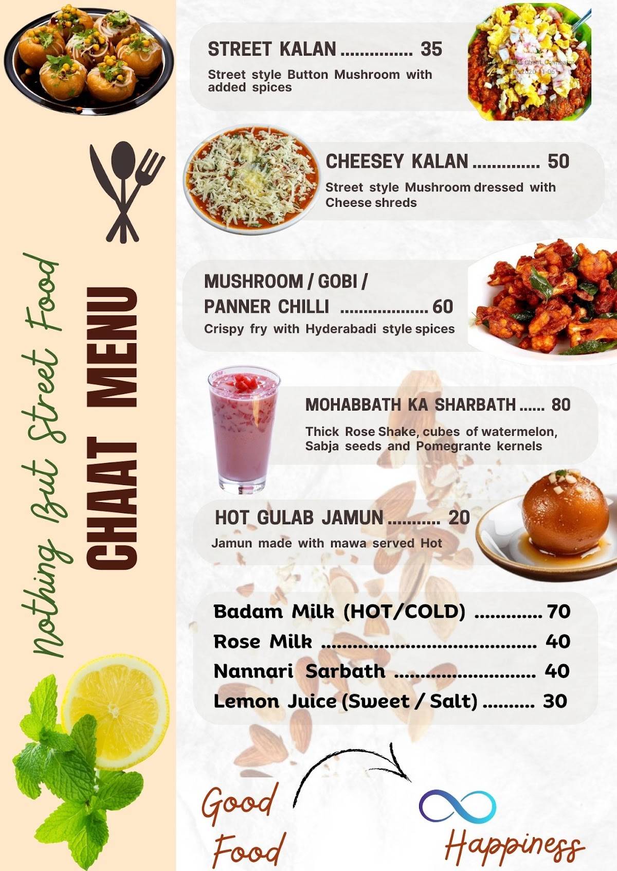 Insta Chaat menu