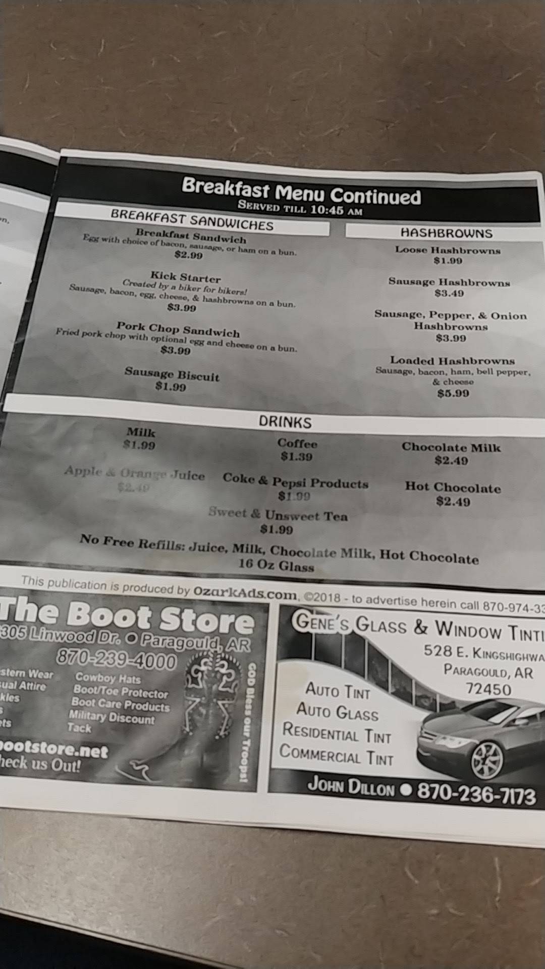 Menu at Ironhorse Barbeque And Steakhouse, Paragould