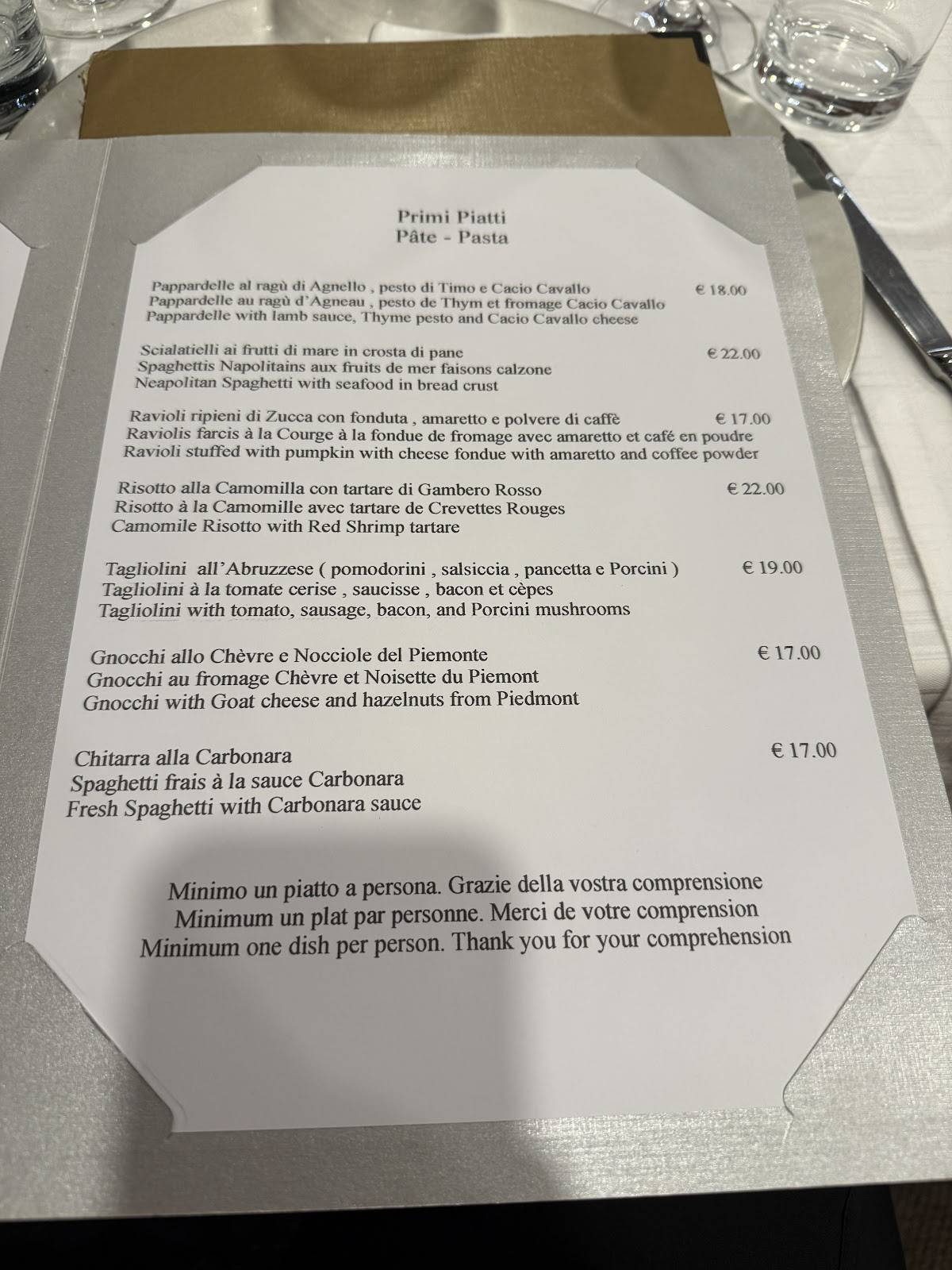 Menu de Isabel