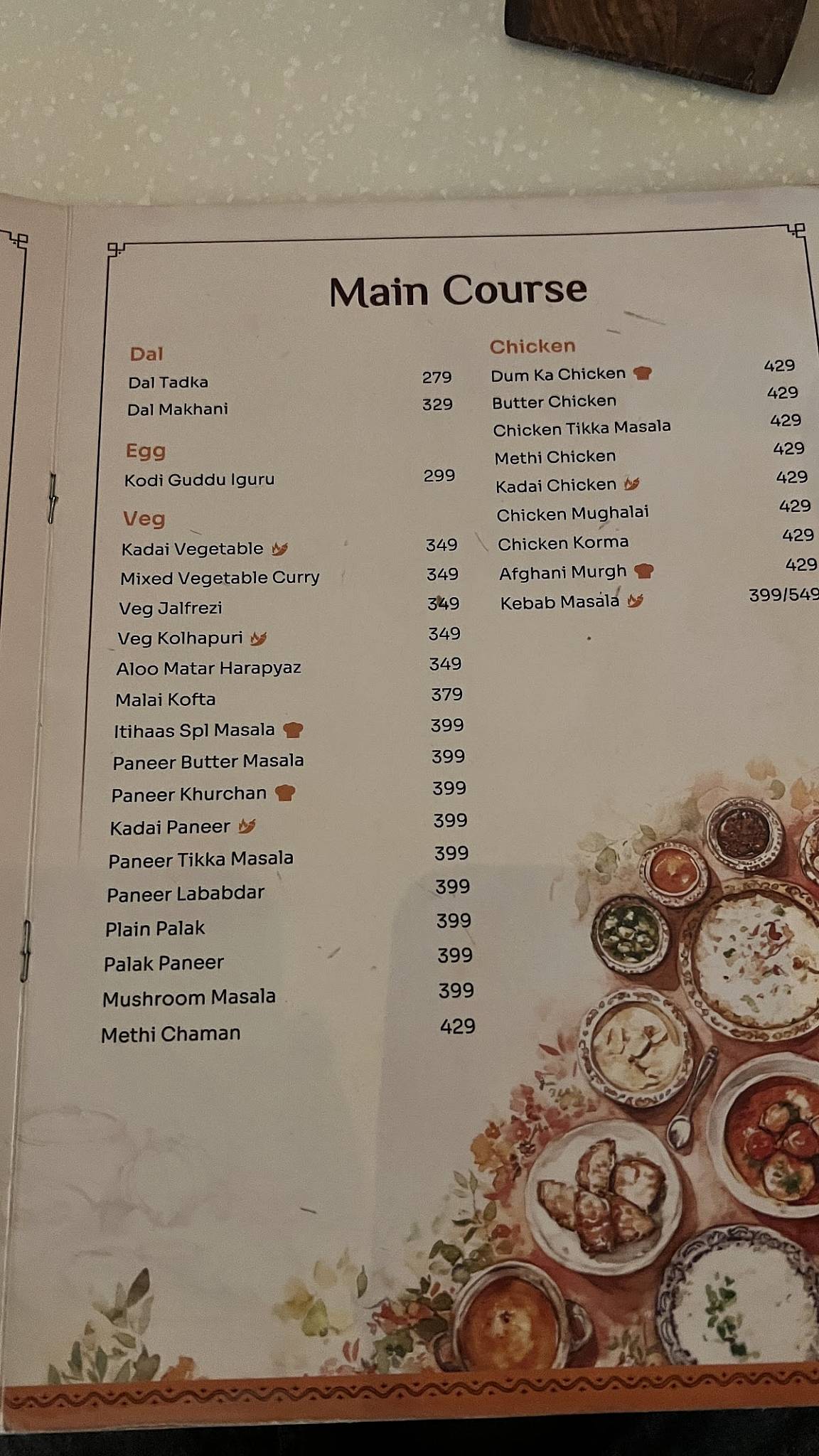 Itihaas Restaurant and Banquets menu