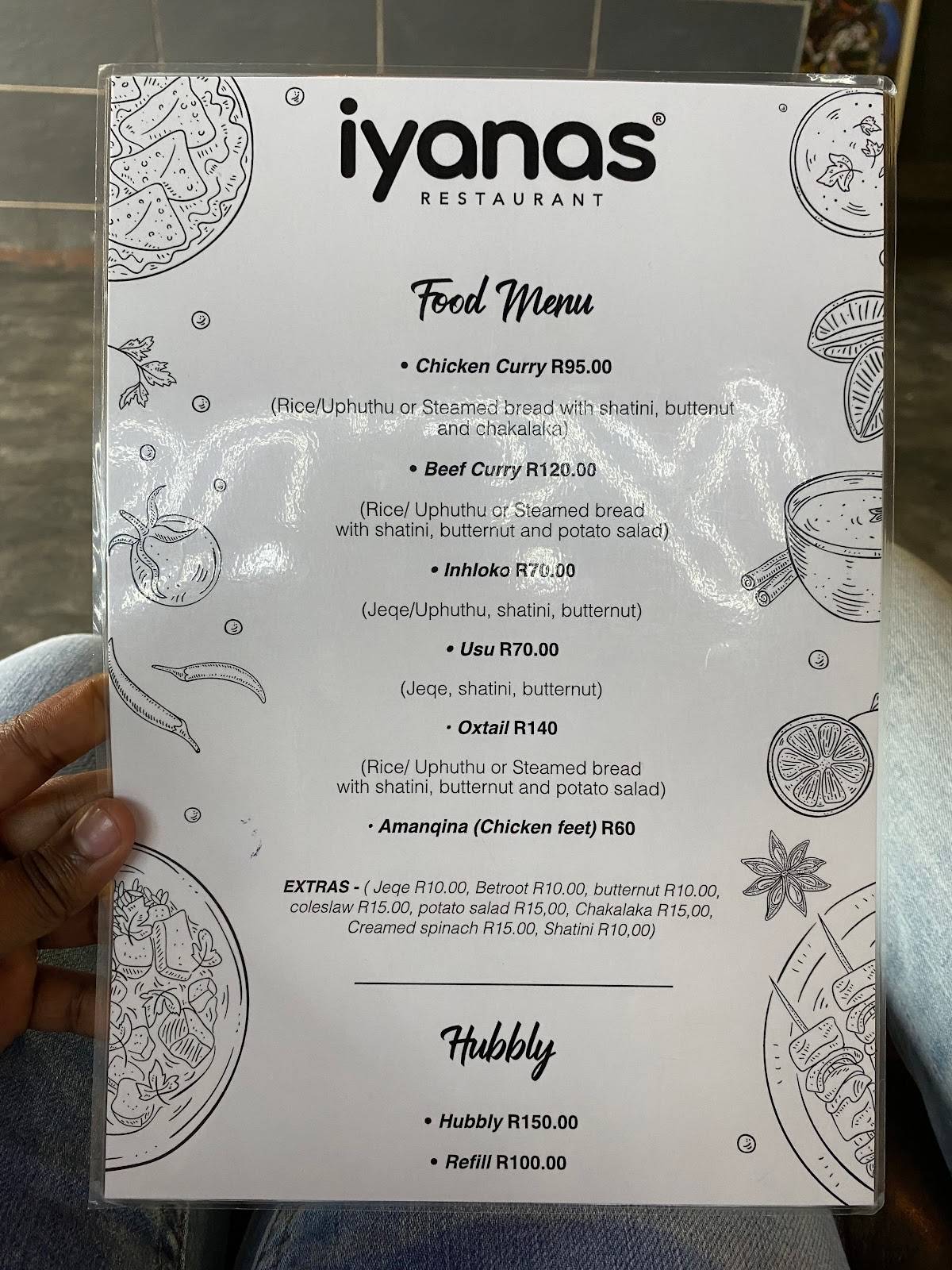 Menu At Iyanas Restaurant Durban