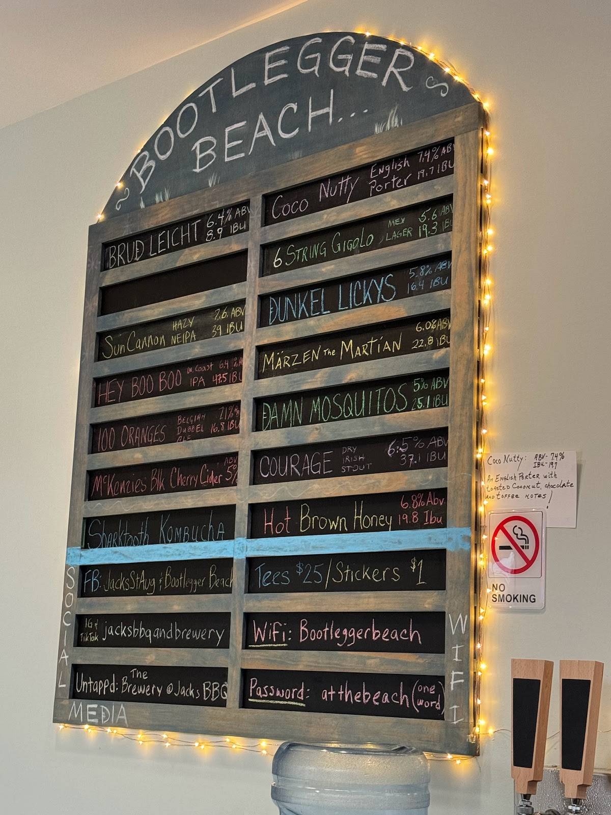 Menu at Jack's BBQ and Brewery, St. Augustine