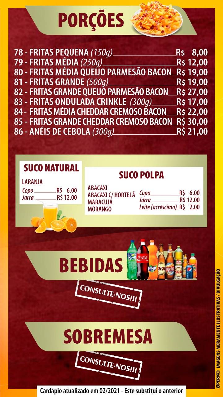Jacoia lanches cardápio