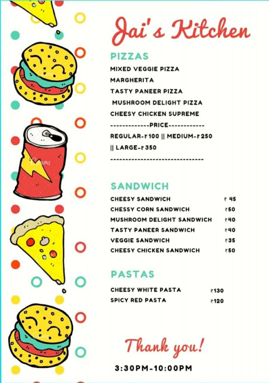 Jai's Kitchen menu