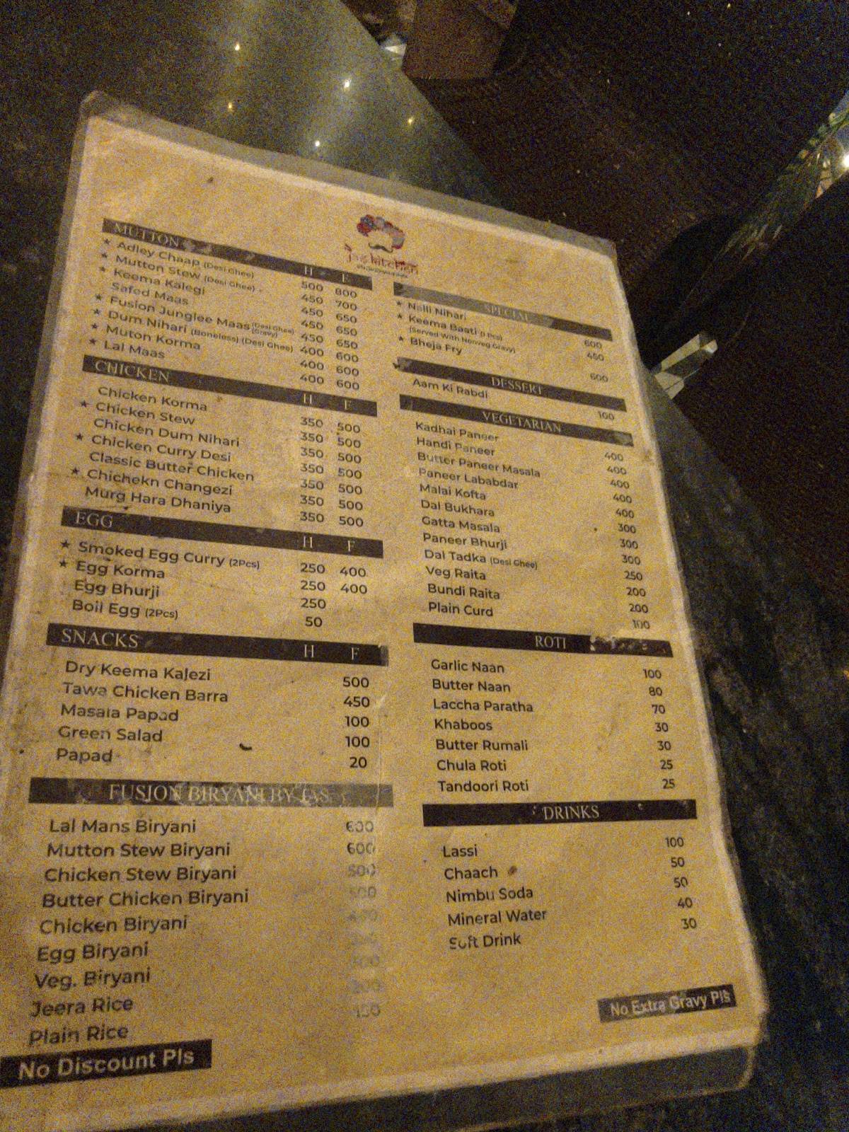 Jas Kitchen menu