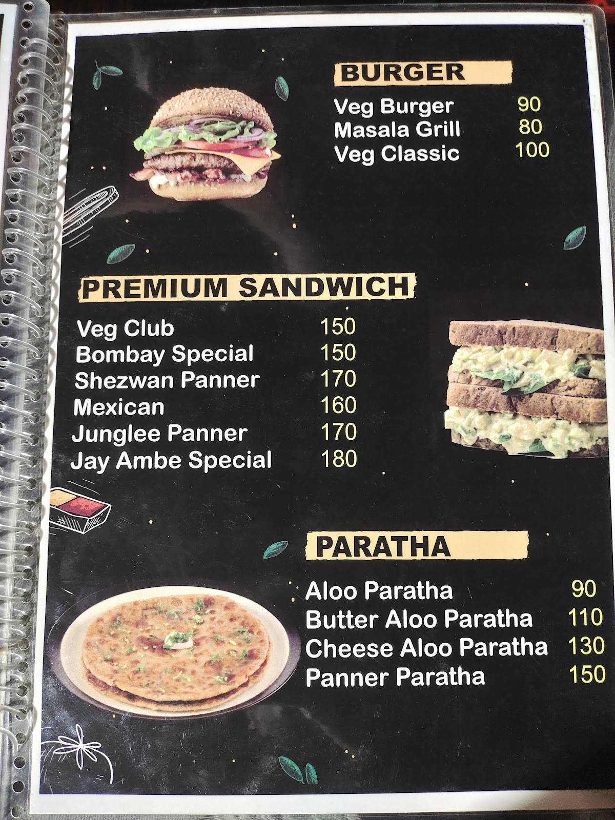 Jay Ambe Cafe Kitli menu
