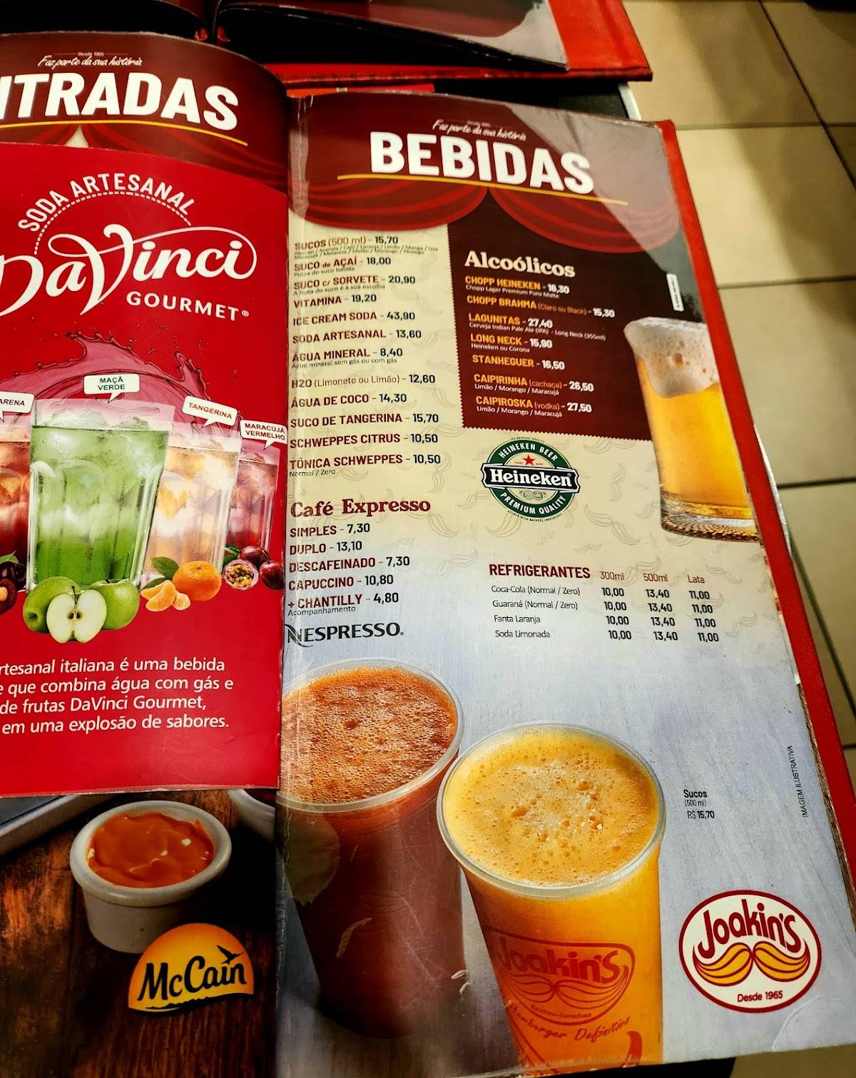 Joakins Hamburguer cardápio