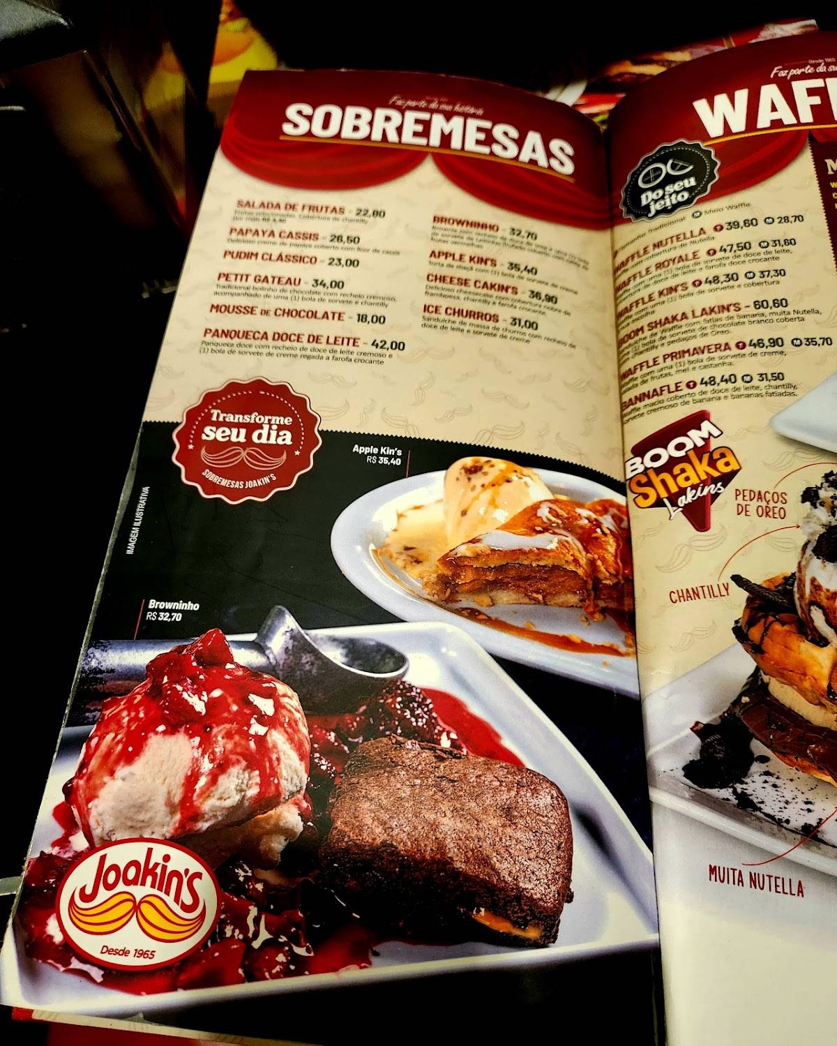 Joakins Hamburguer cardápio