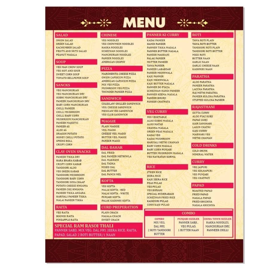 Ram Rasoi menu