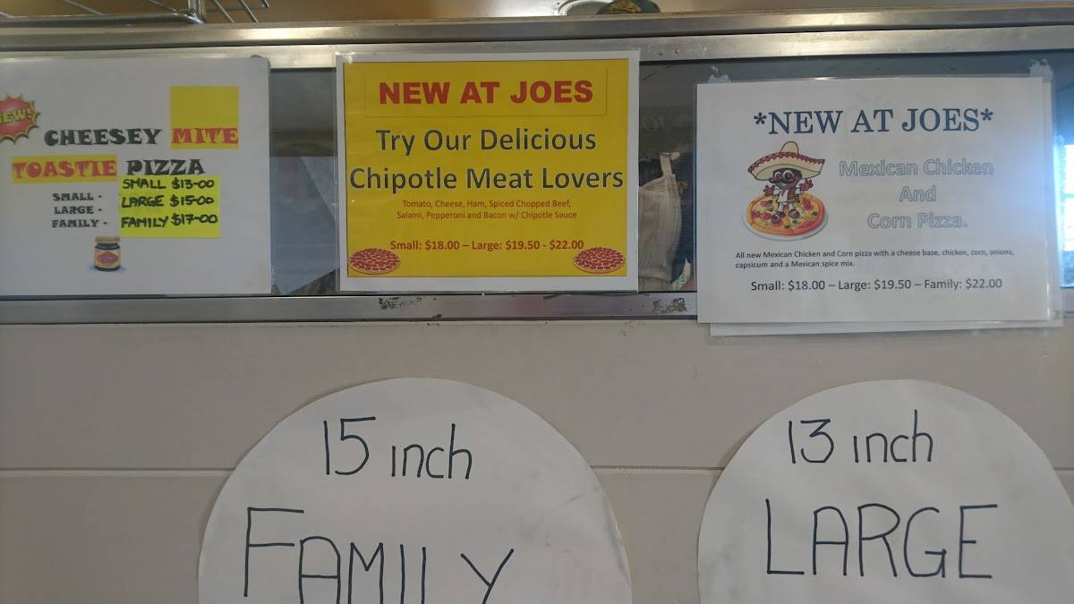 Menu at Joe's Pizza House pizzeria, Bunbury