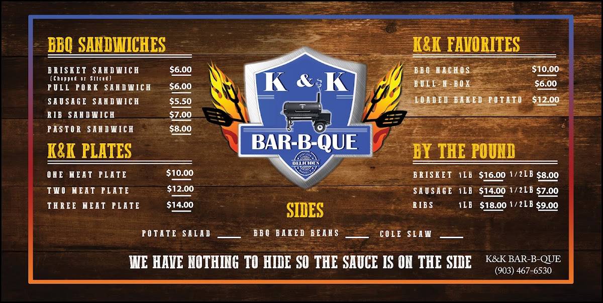 Menu at K & K Bar-b-que, Corsicana